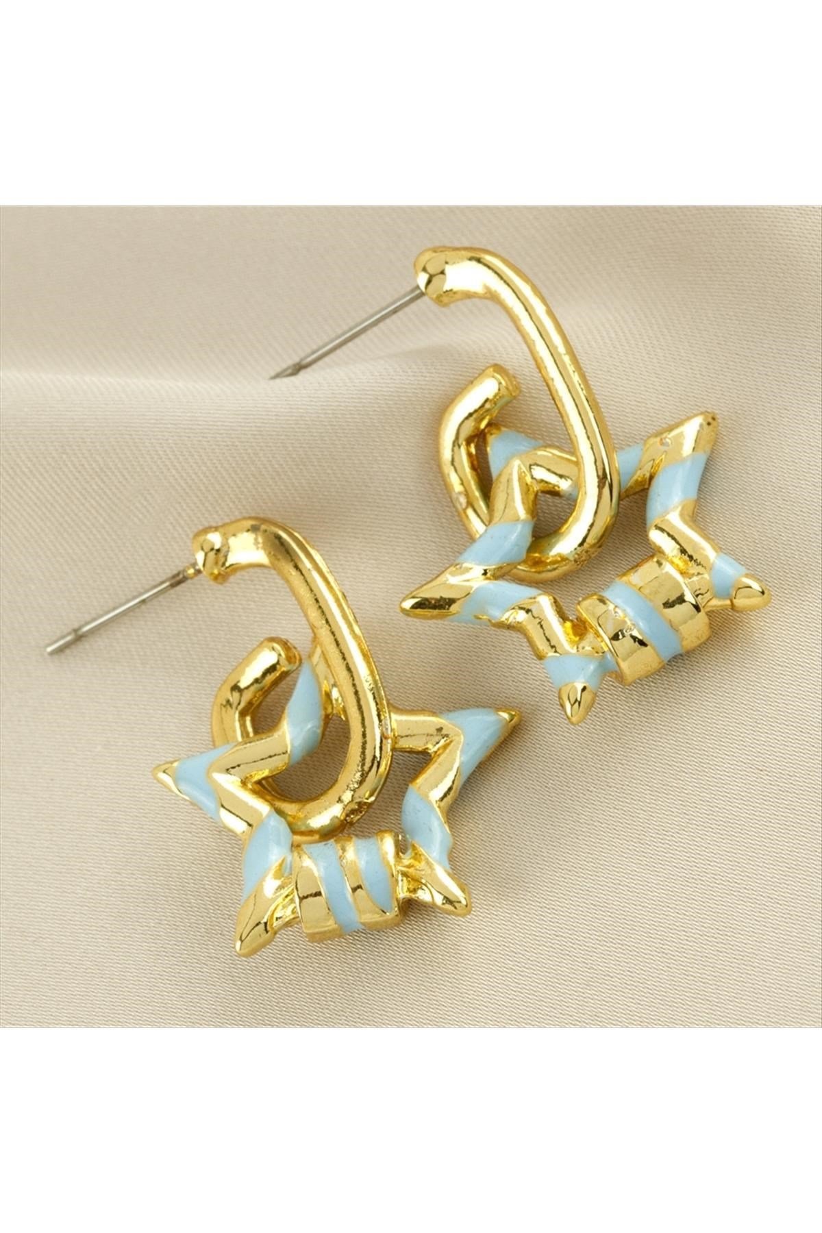 Yıldız Mineli Küpe 3 cm Küçük