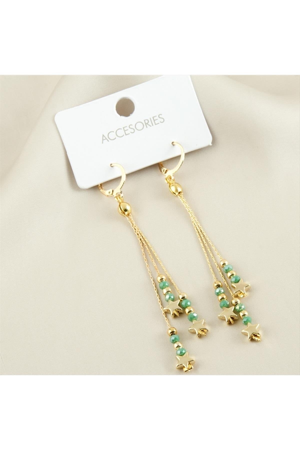 Yıldız Sallantılı Kristal Küpe