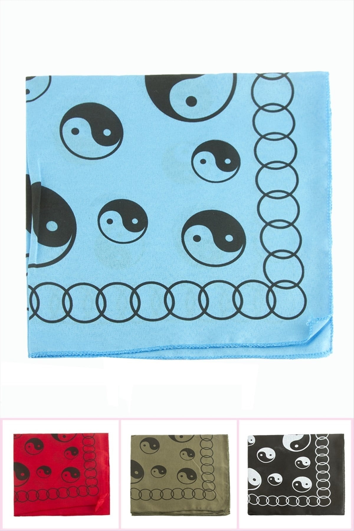 Yin Yang Desenli Keten Bandana 50*50