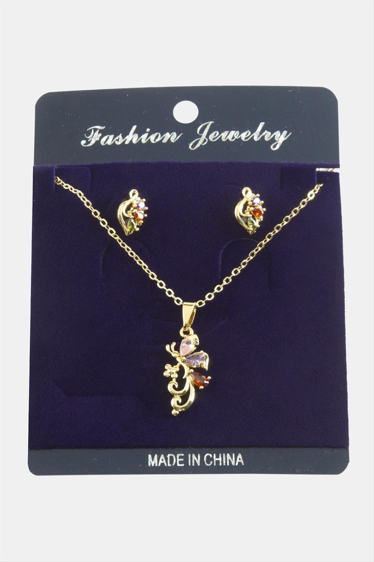 Yusufçuk Zirkon Taşlı Set Kolye