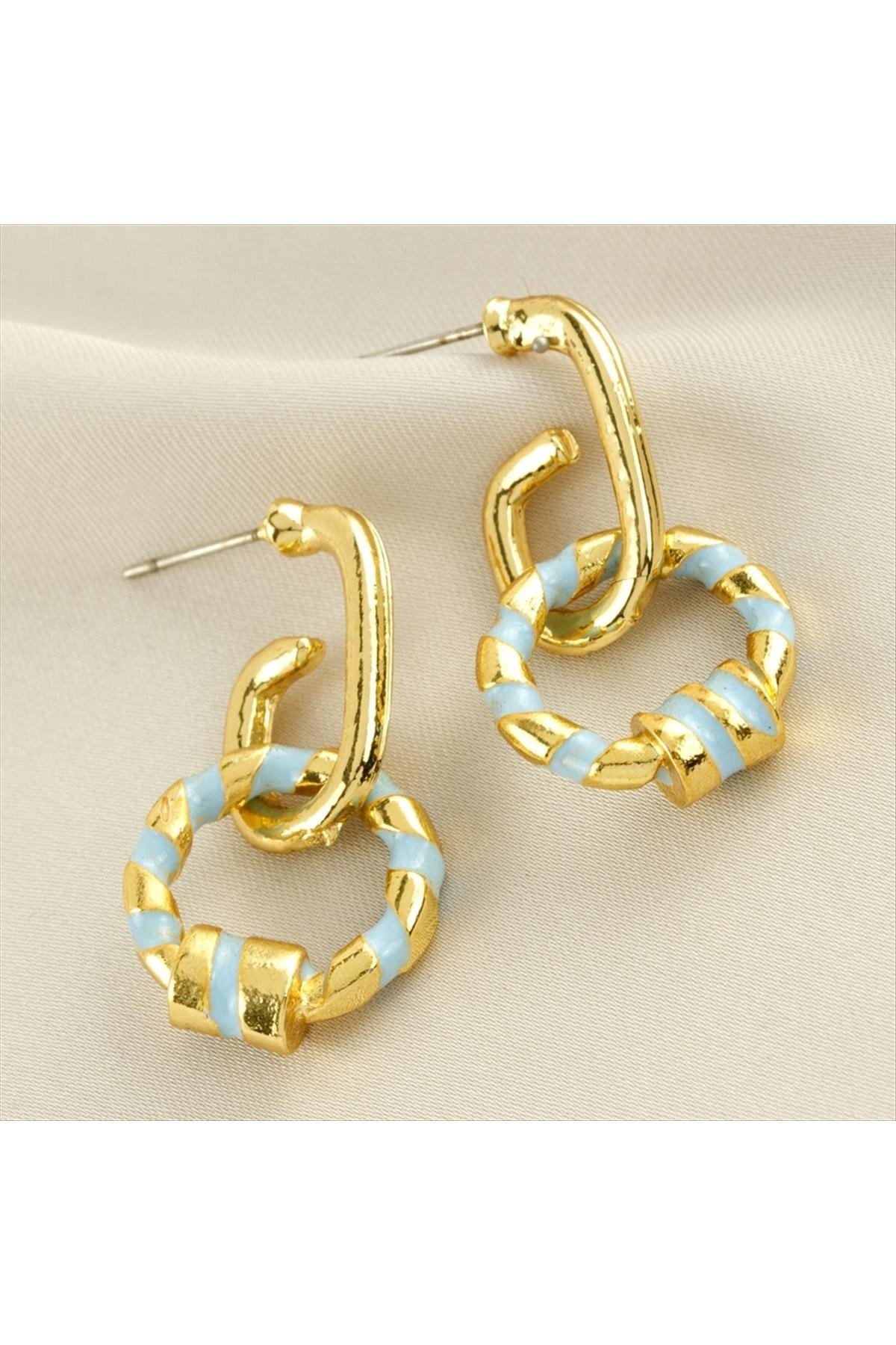 Yuvarlak Mineli Küpe 3 cm Küçük