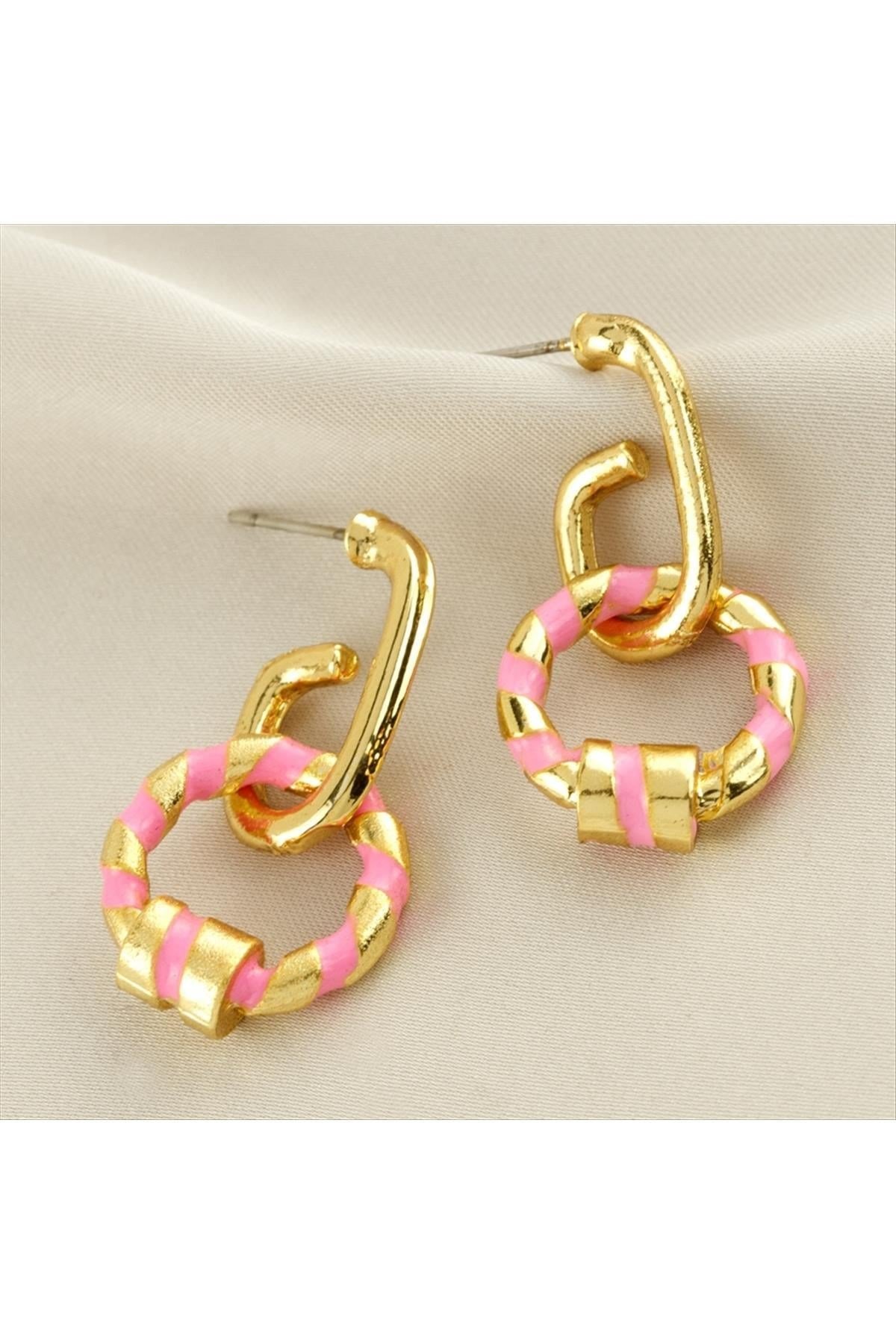 Yuvarlak Mineli Küpe 3 cm Küçük