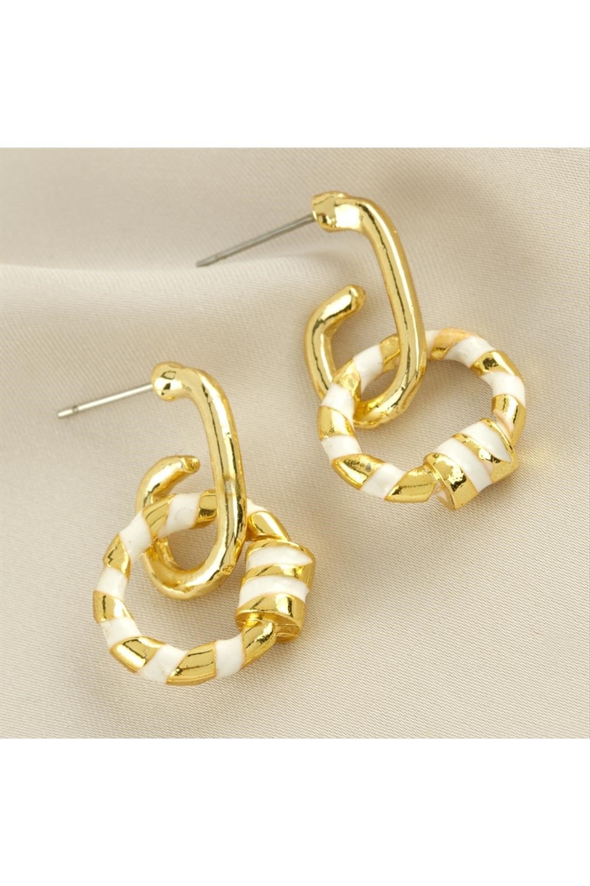 Yuvarlak Mineli Küpe 3 cm Küçük