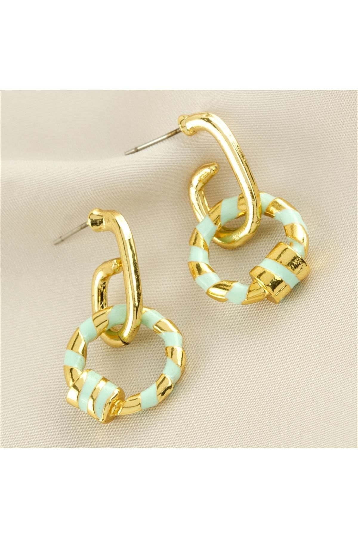 Yuvarlak Mineli Küpe 3 cm Küçük