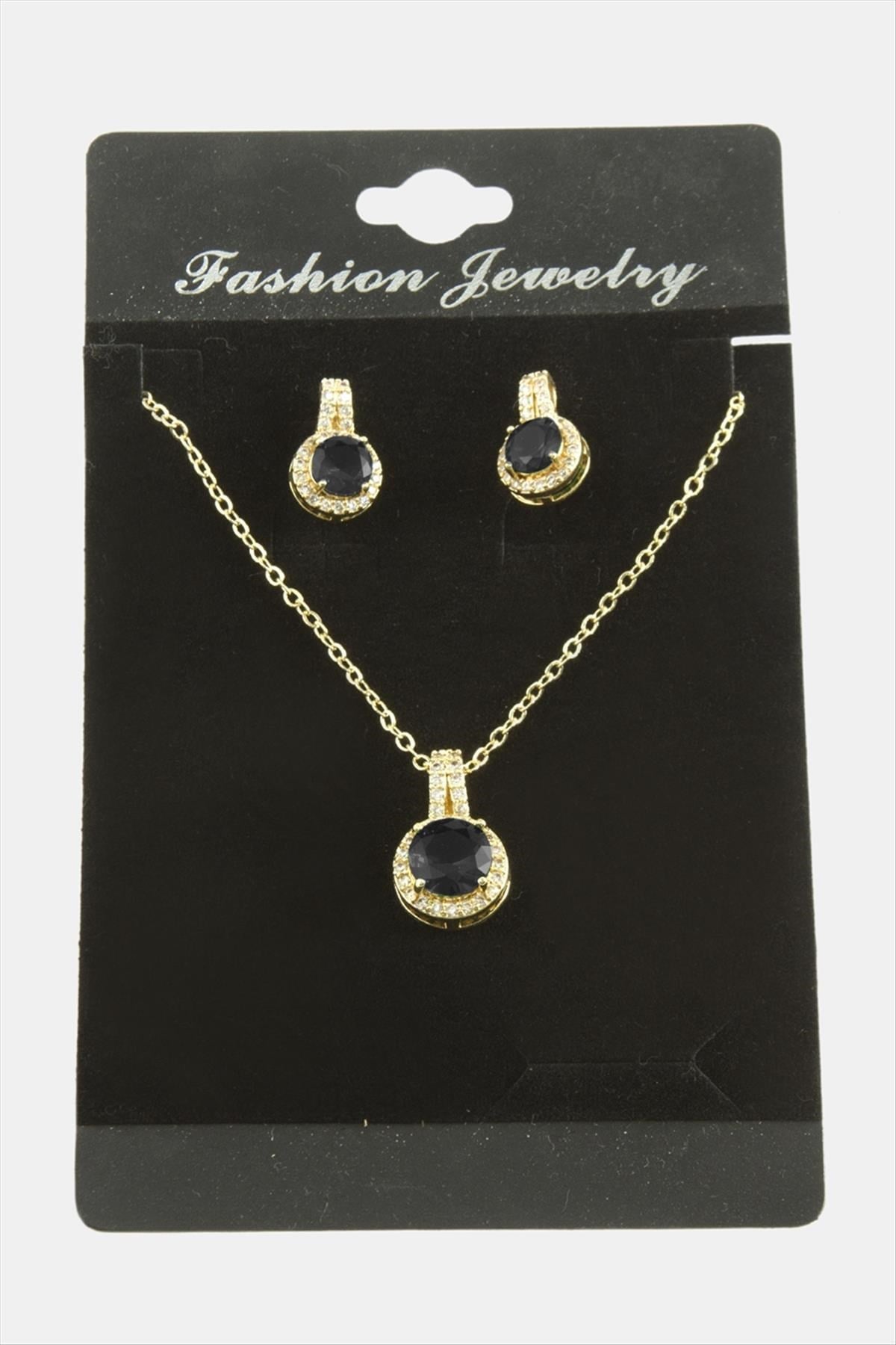 Yuvarlak Zirkon Taşlı Set Kolye