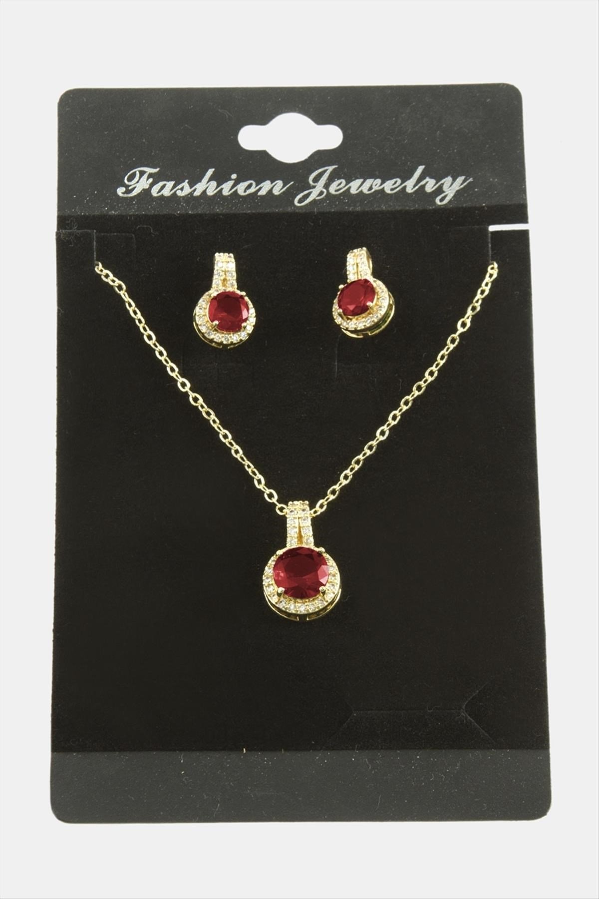 Yuvarlak Zirkon Taşlı Set Kolye
