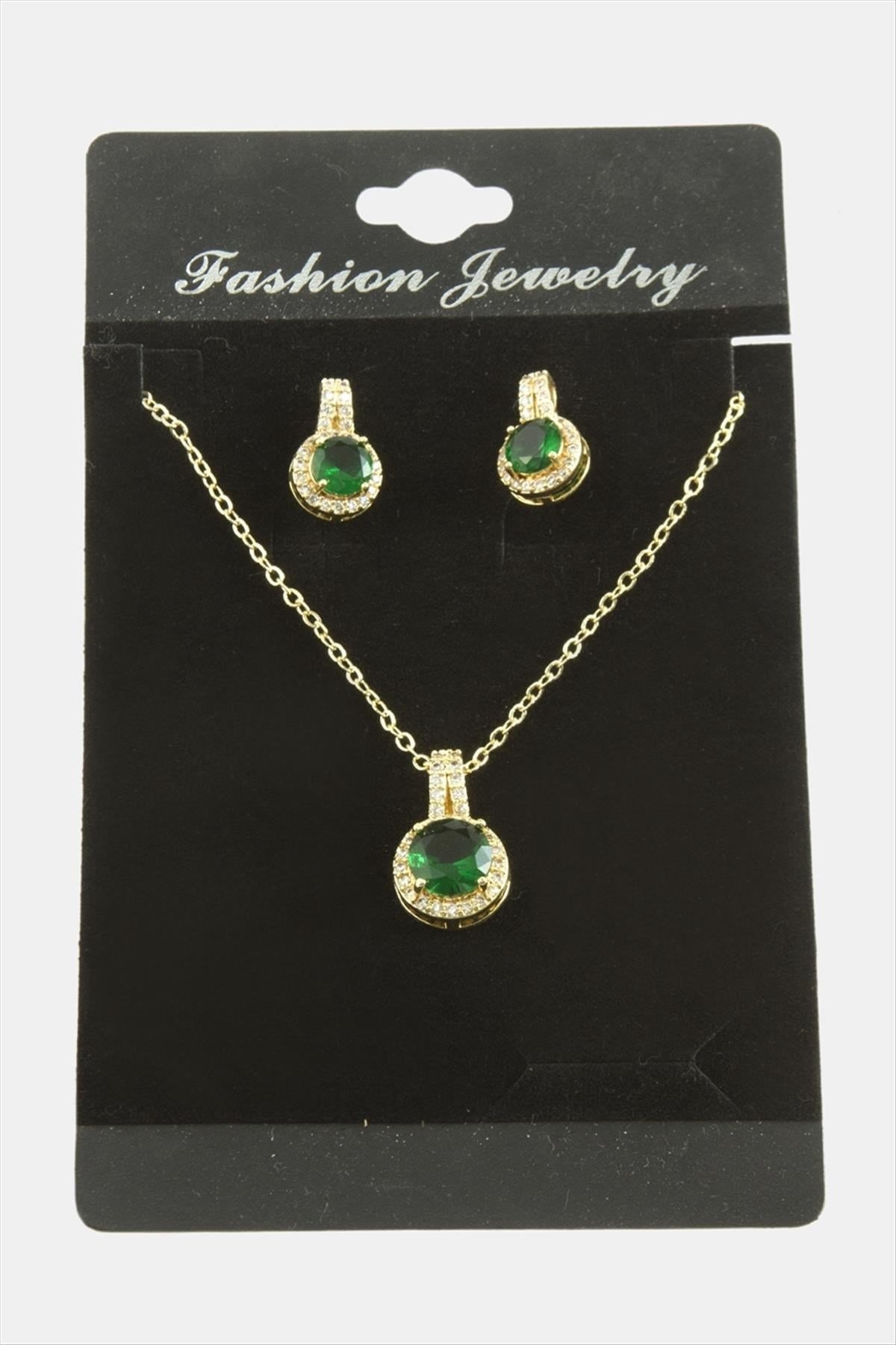 Yuvarlak Zirkon Taşlı Set Kolye
