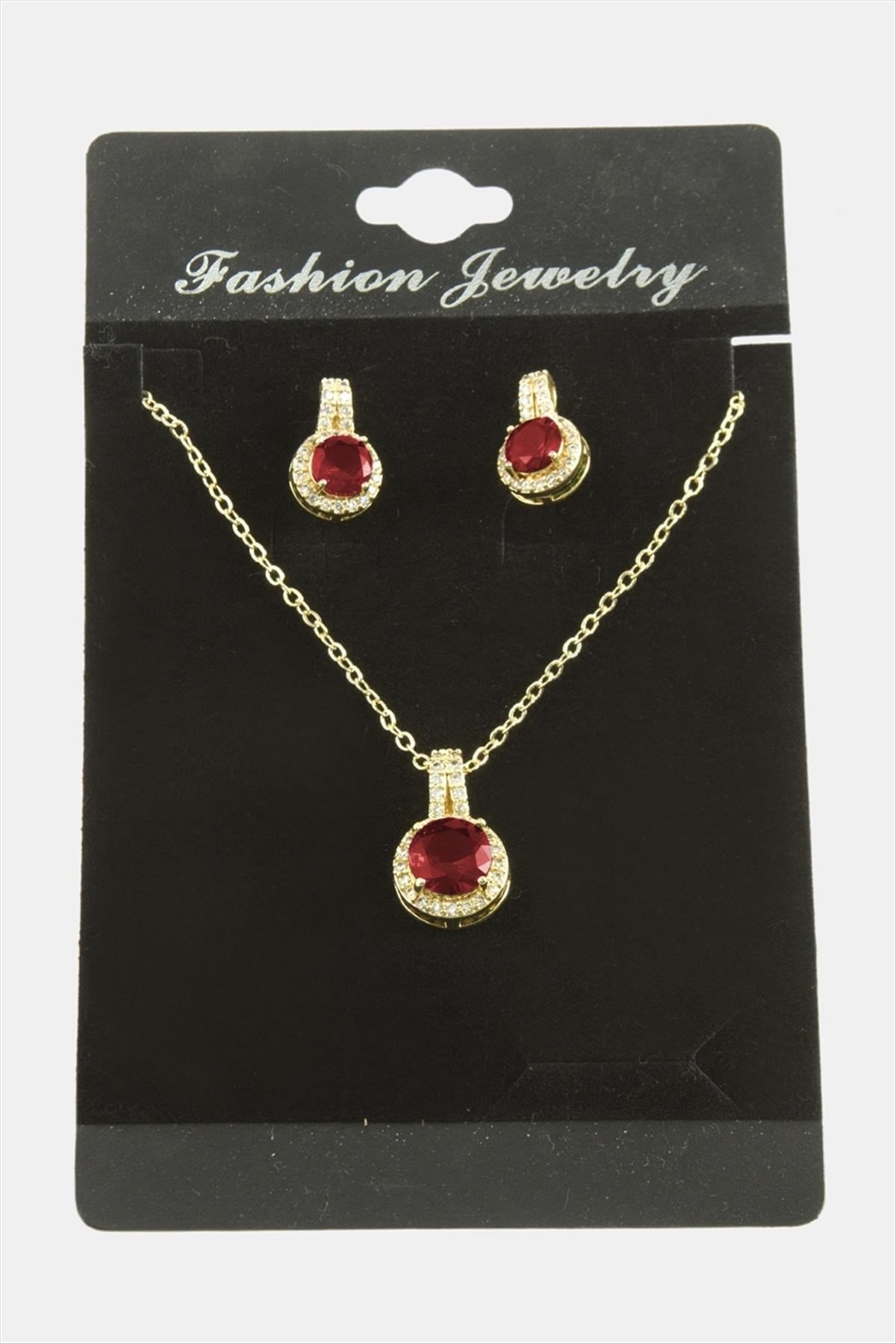Yuvarlak Zirkon Taşlı Set Kolye