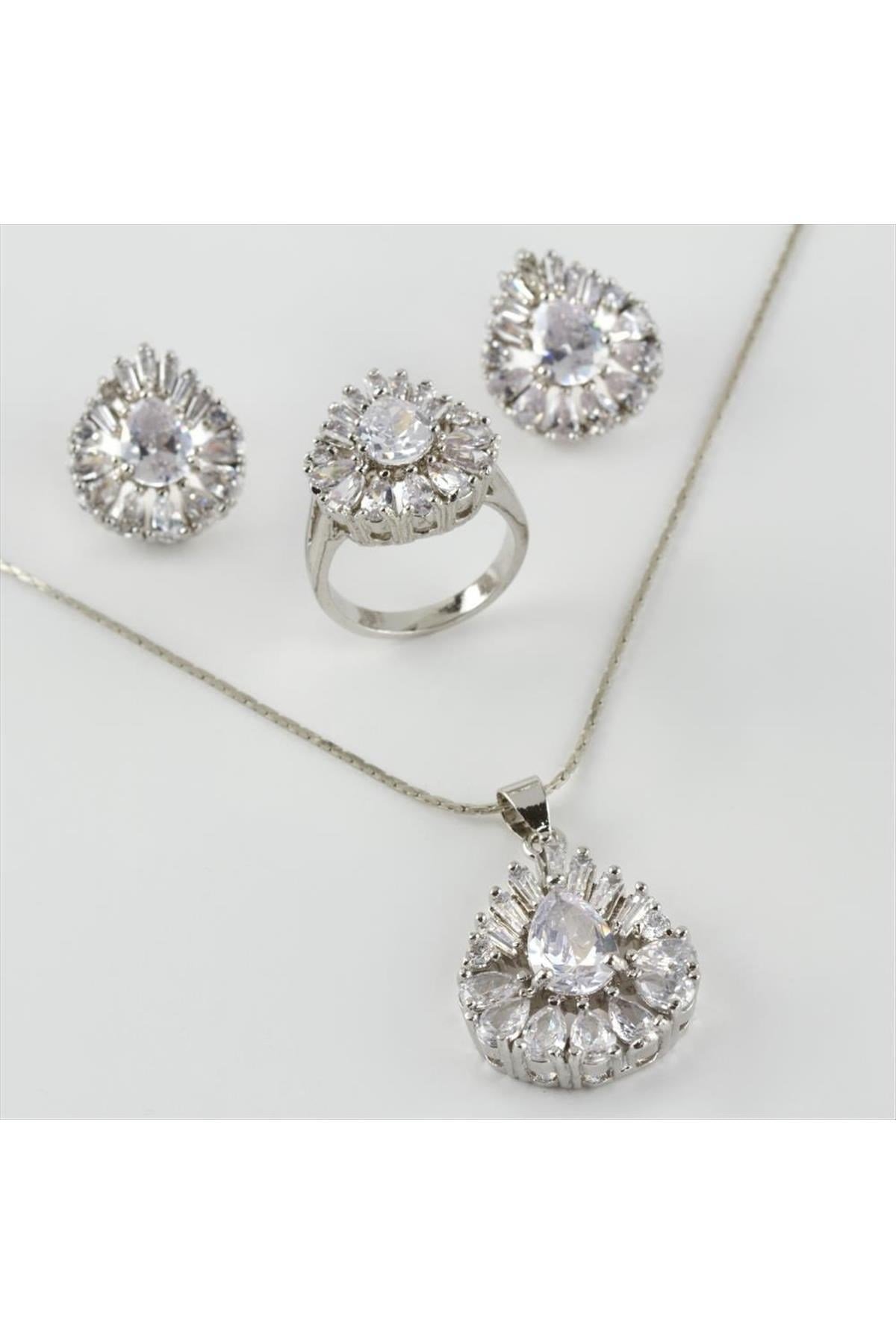 Zirkon Taşlı Set Kolye