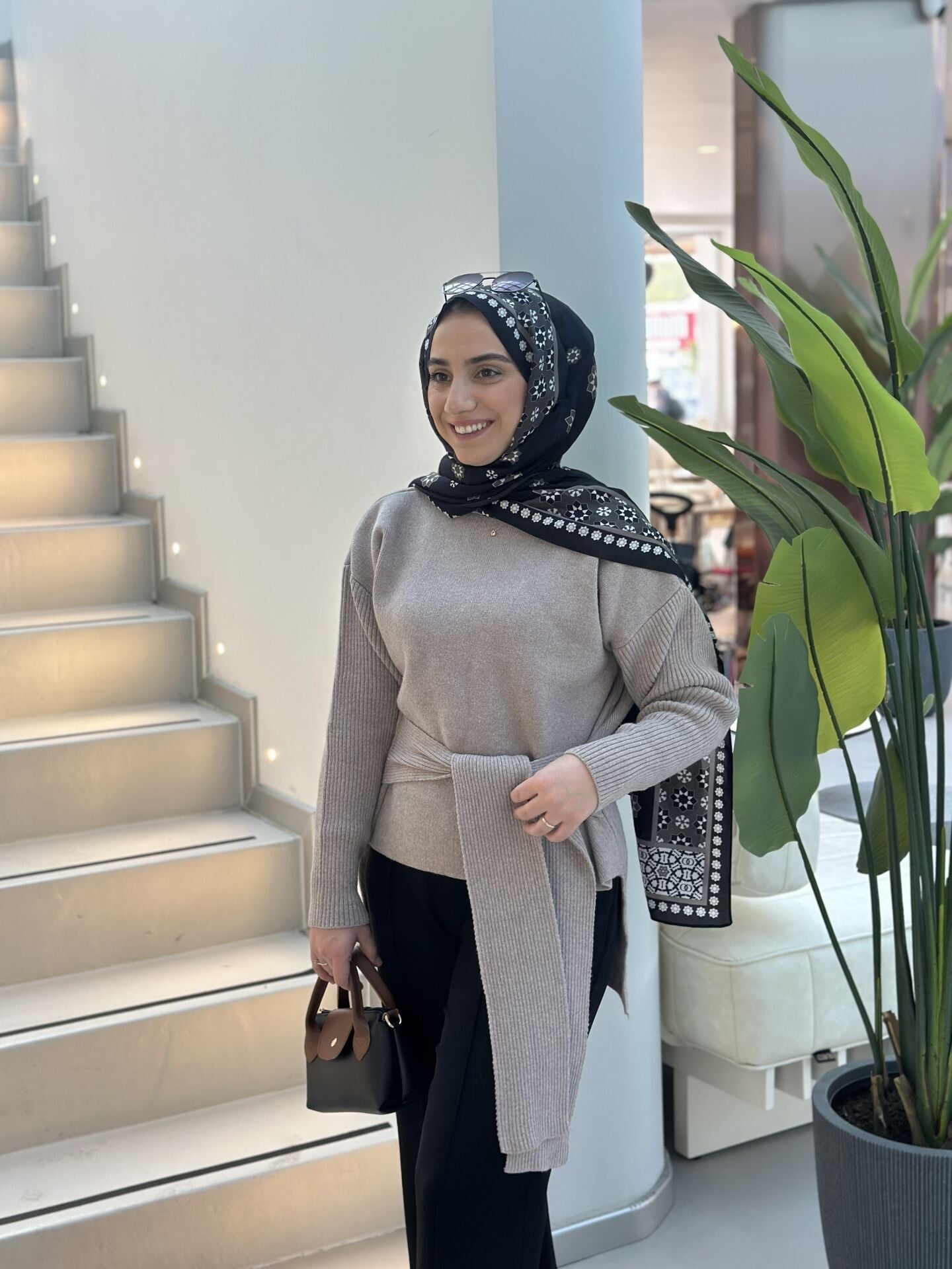 Bel Bağcıklı Triko | Vizon