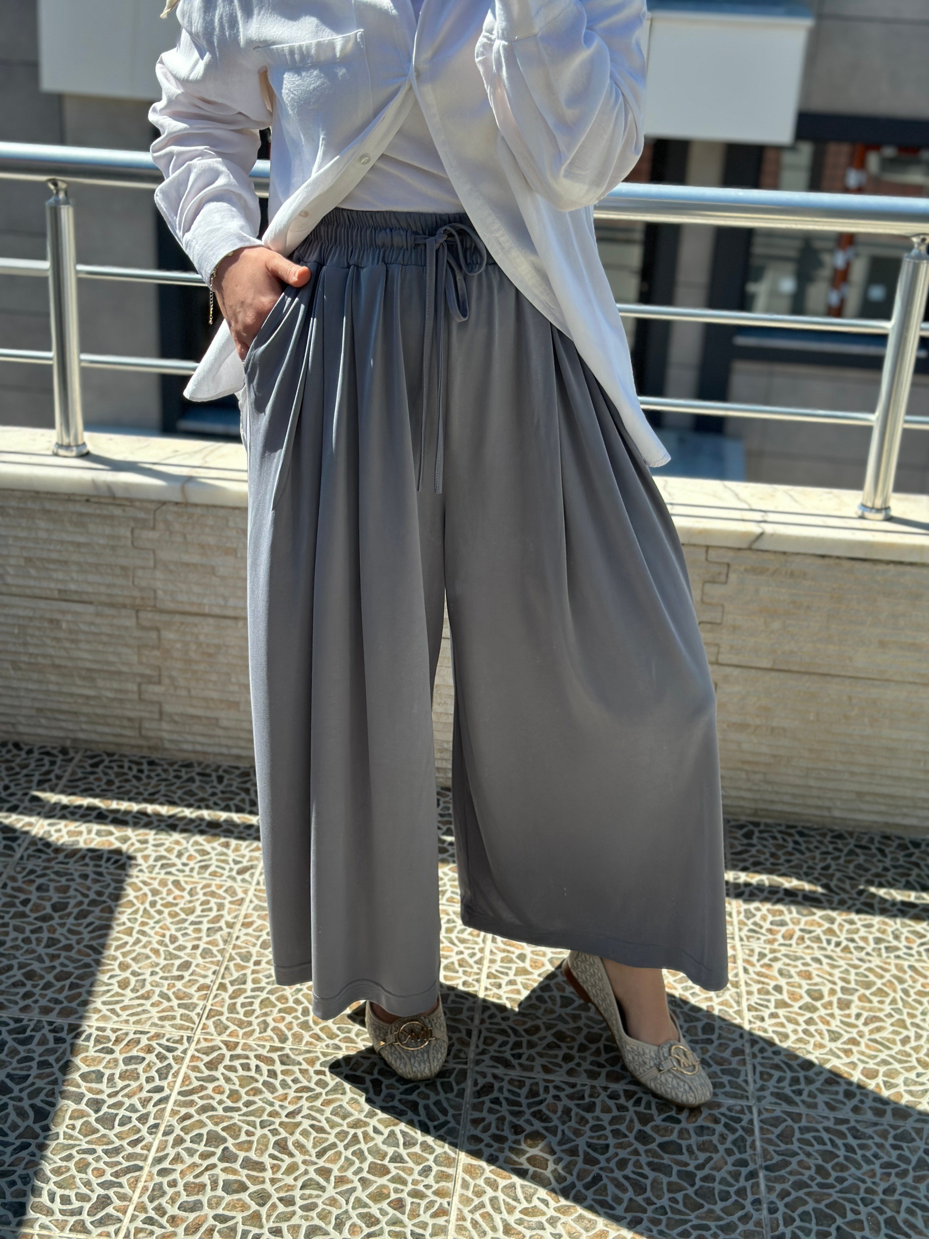 Bol Paça Oysh Pantolon Açık Mavi
