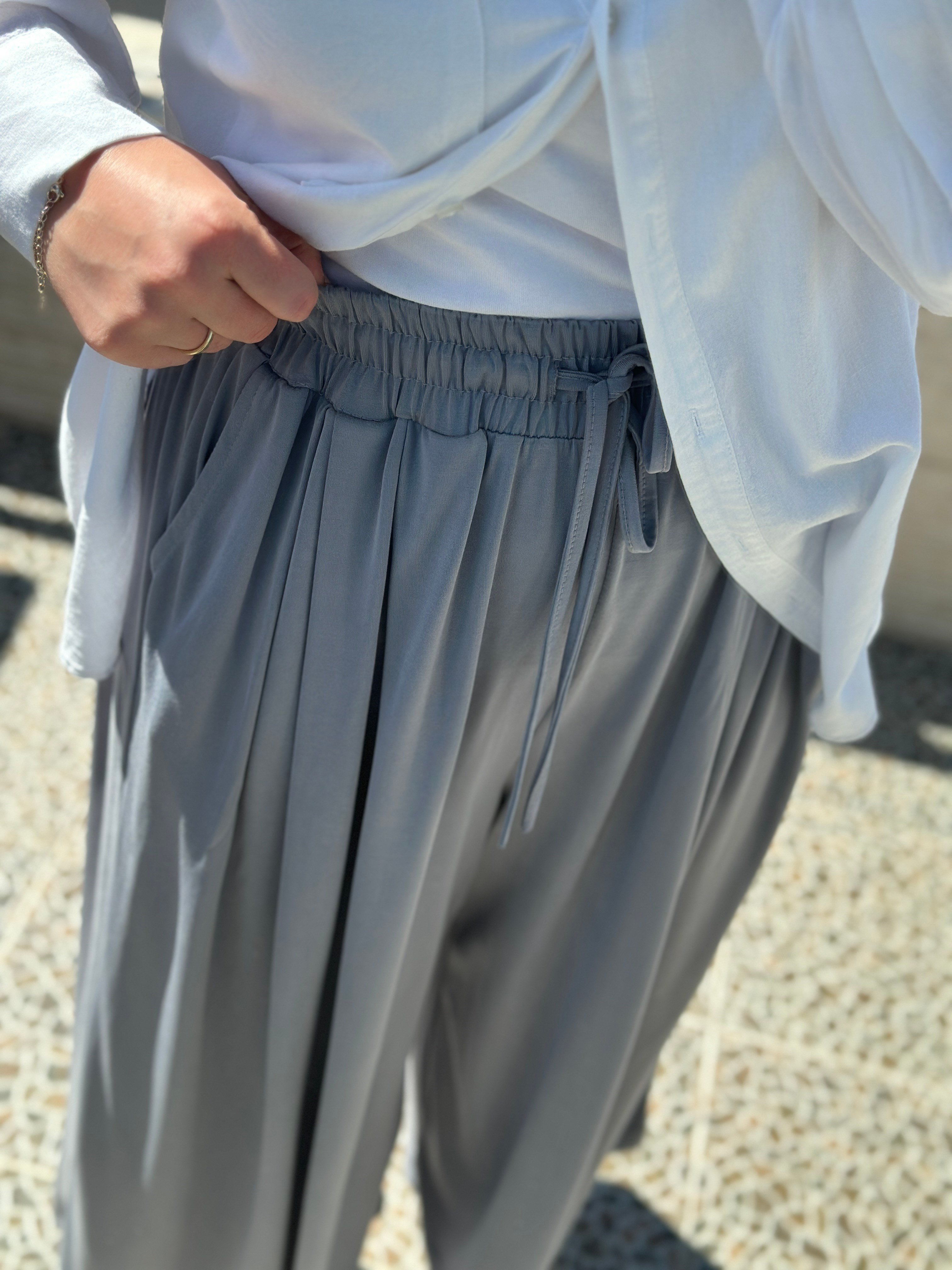 Bol Paça Oysh Pantolon Açık Mavi