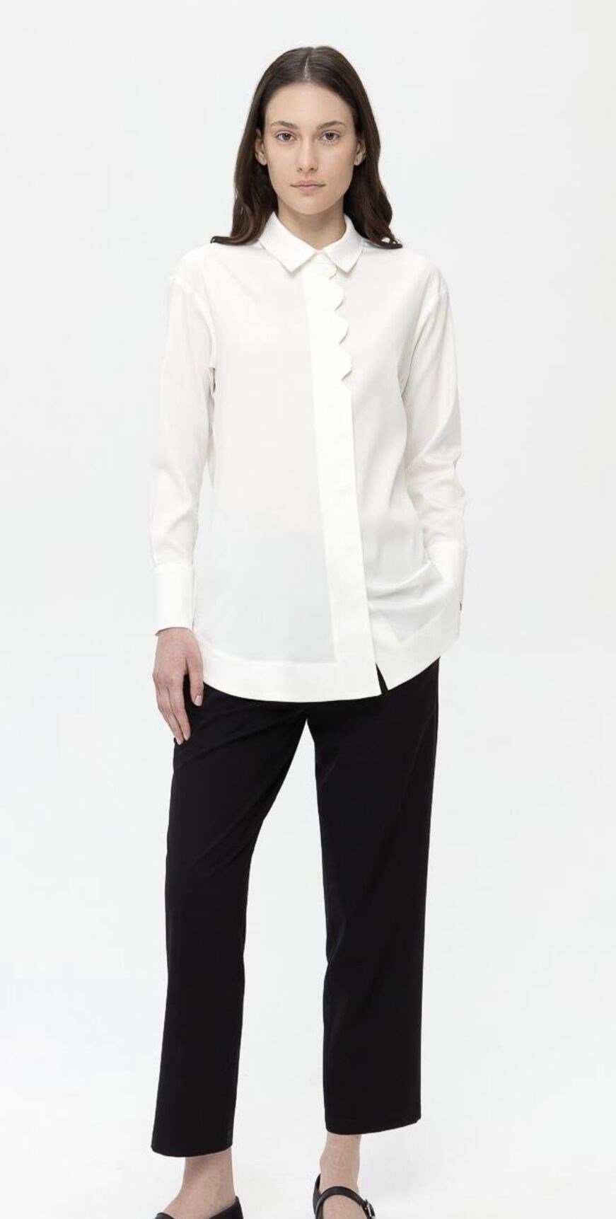 Dairesel Patlı Gömlek | Beyaz