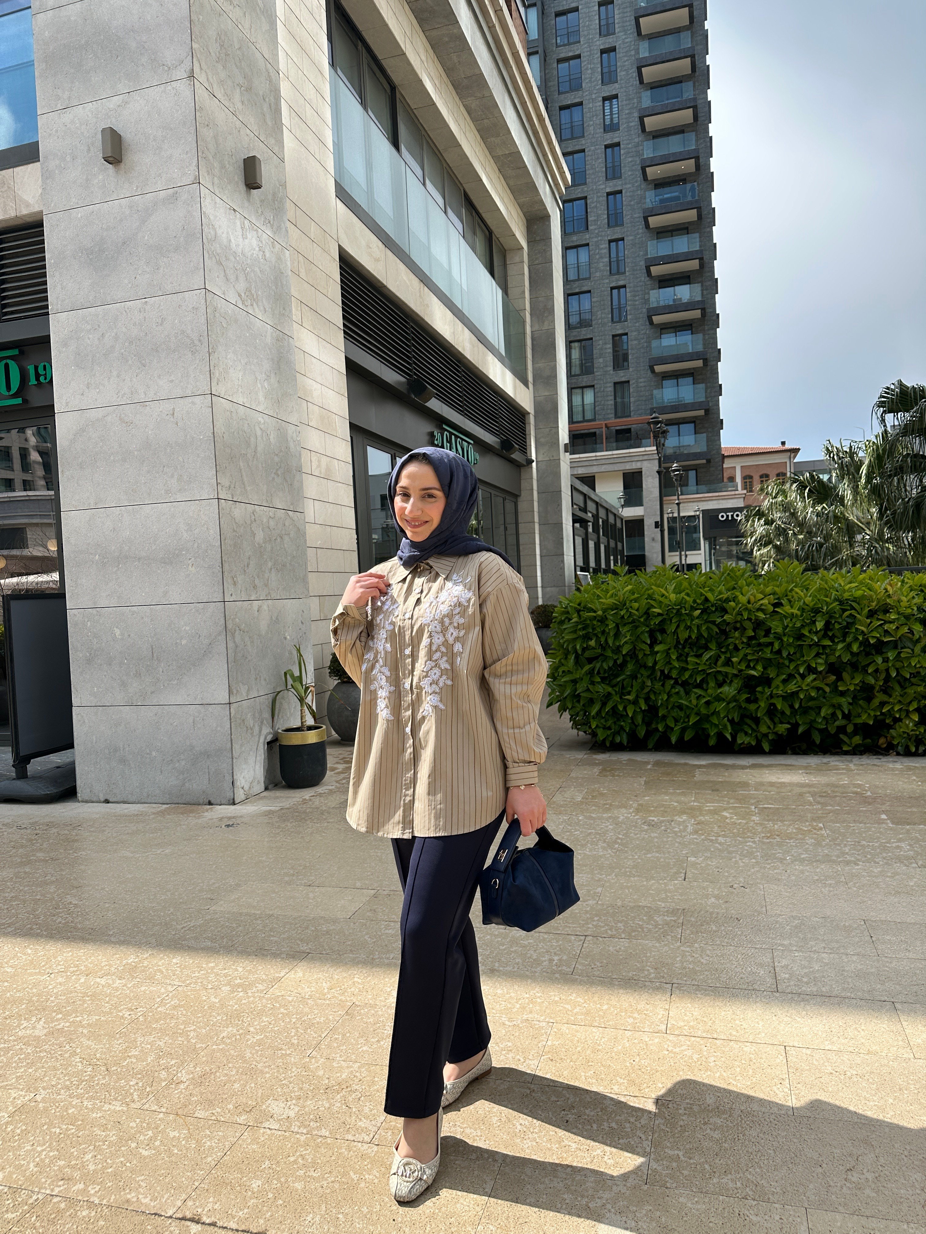 İşlemeli Gömlek | Haki