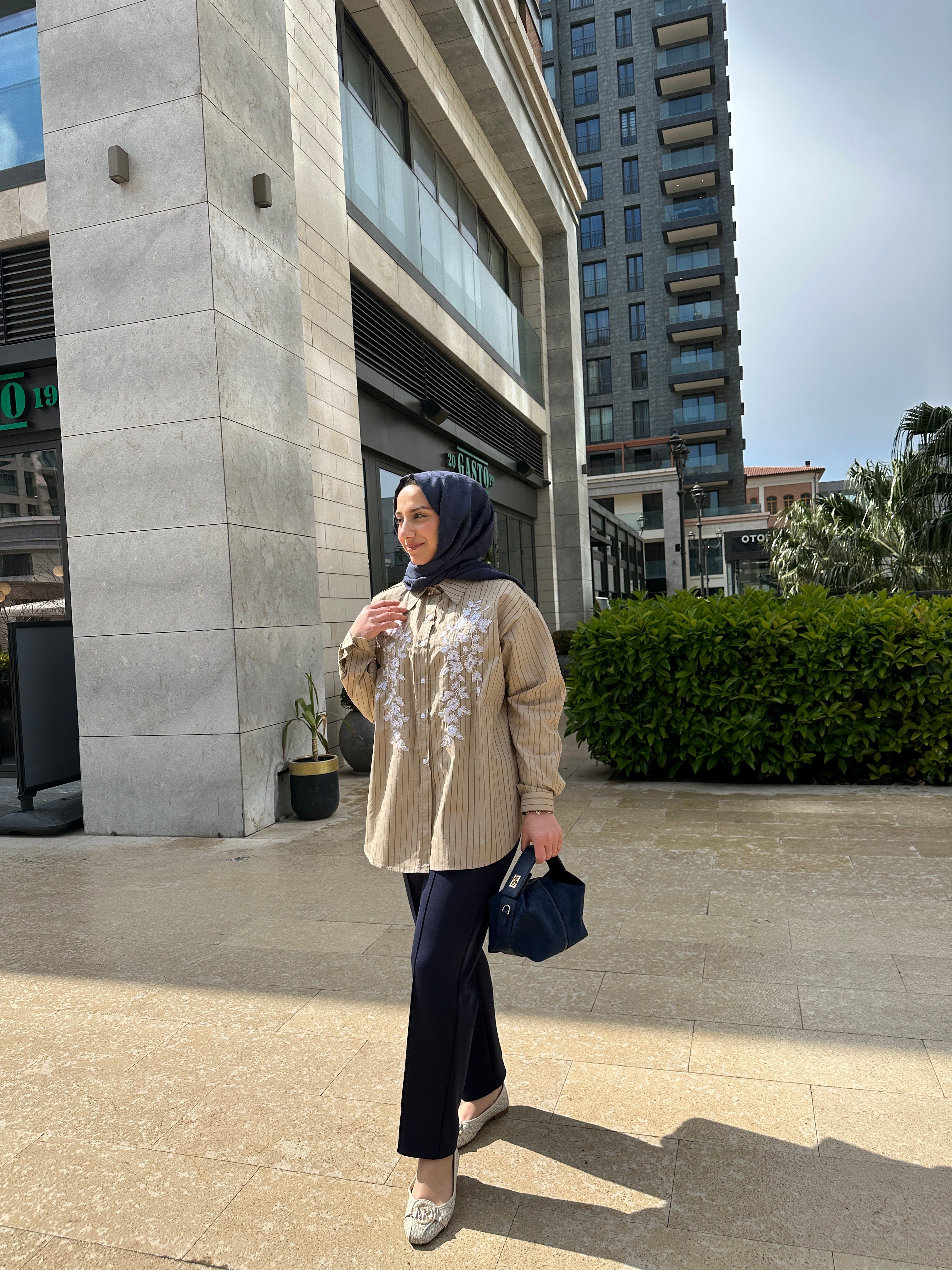 İşlemeli Gömlek | Haki