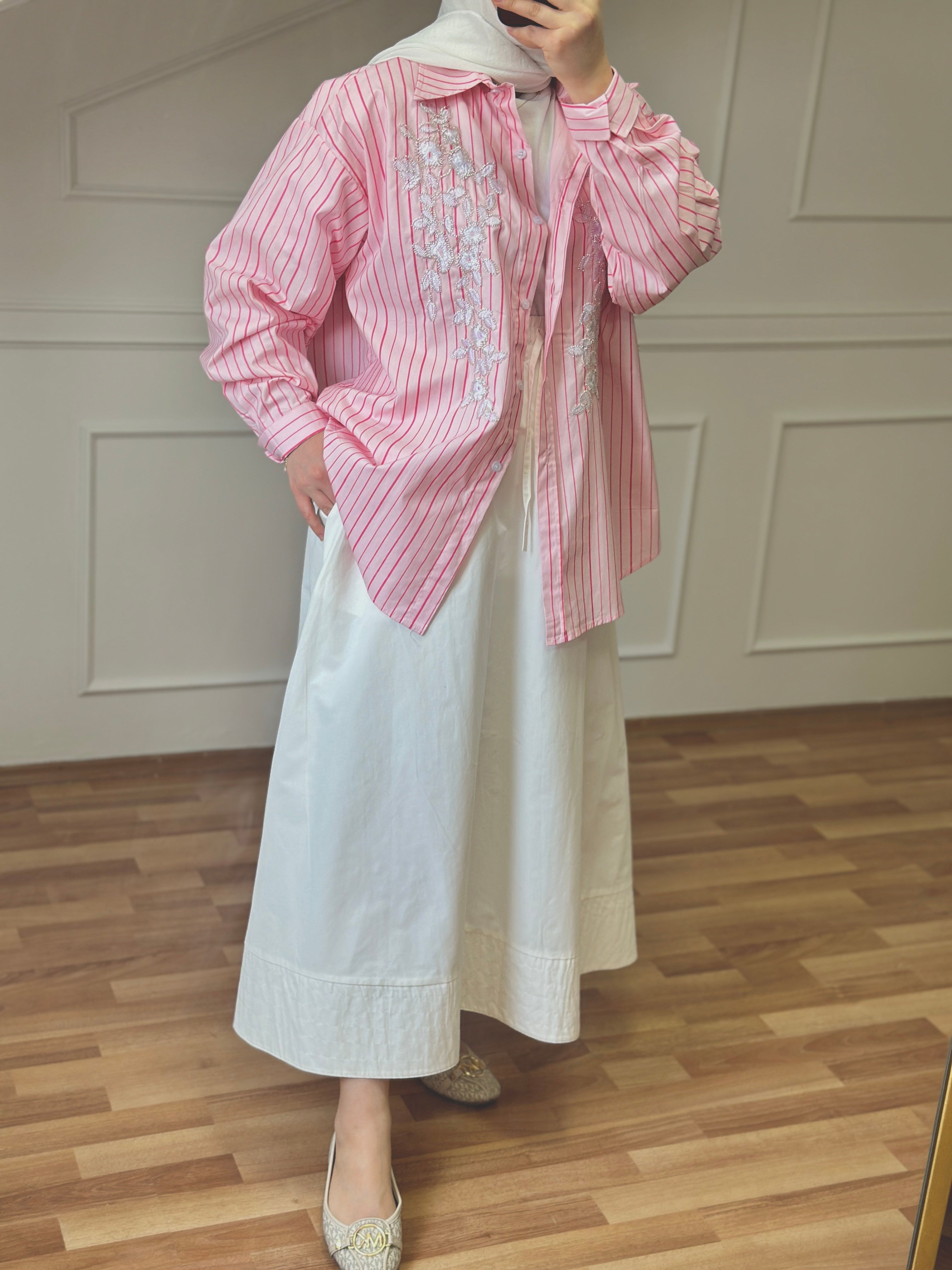 İşlemeli Gömlek | Pembe