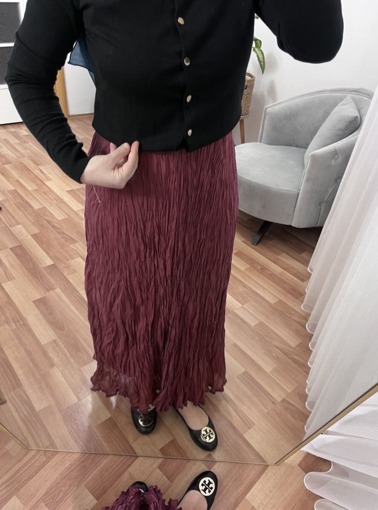 Kırışık Etek | Bordo
