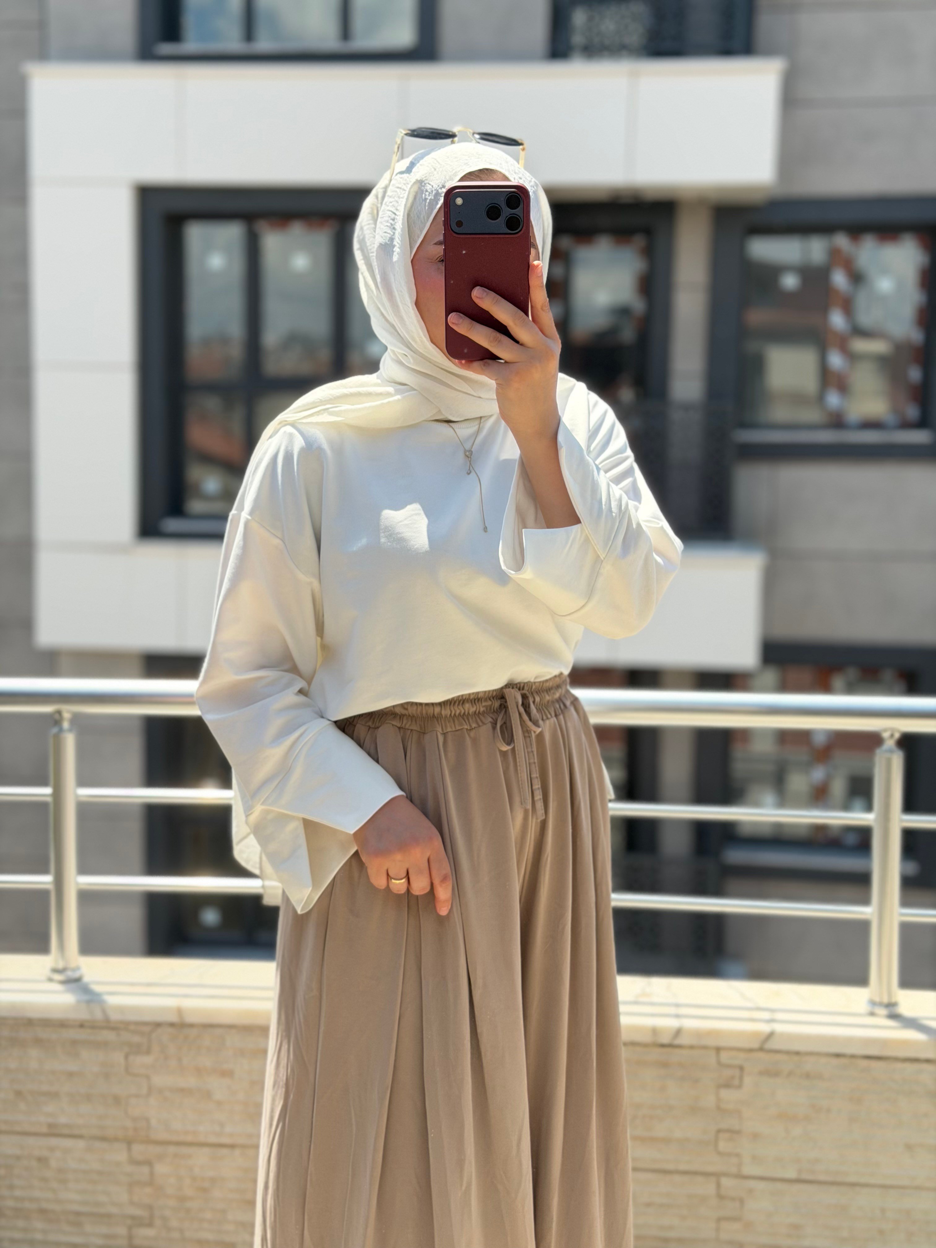 Kol Detaylı Tunik Beyaz