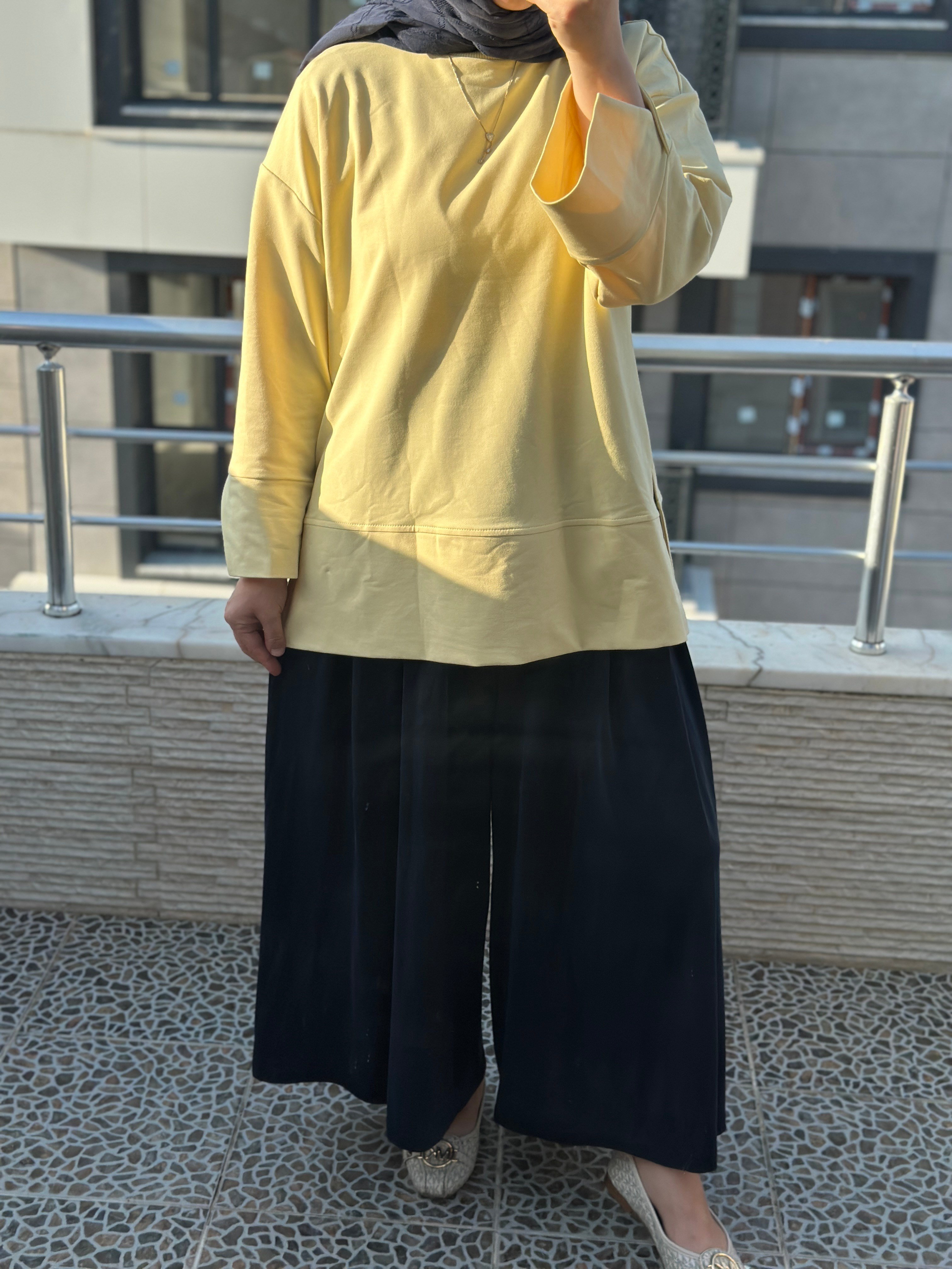 Kol Detaylı Tunik Sarı