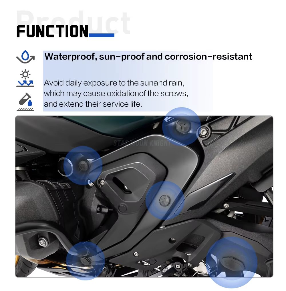 BMW R1300GS / Adventure Şasi Delik Kapak Seti (Dekoratif Tapa)BMW R1300GS R1300GS ADV Şasi Delik Kapakları Dekoratif Şasi Kapak Tapası 