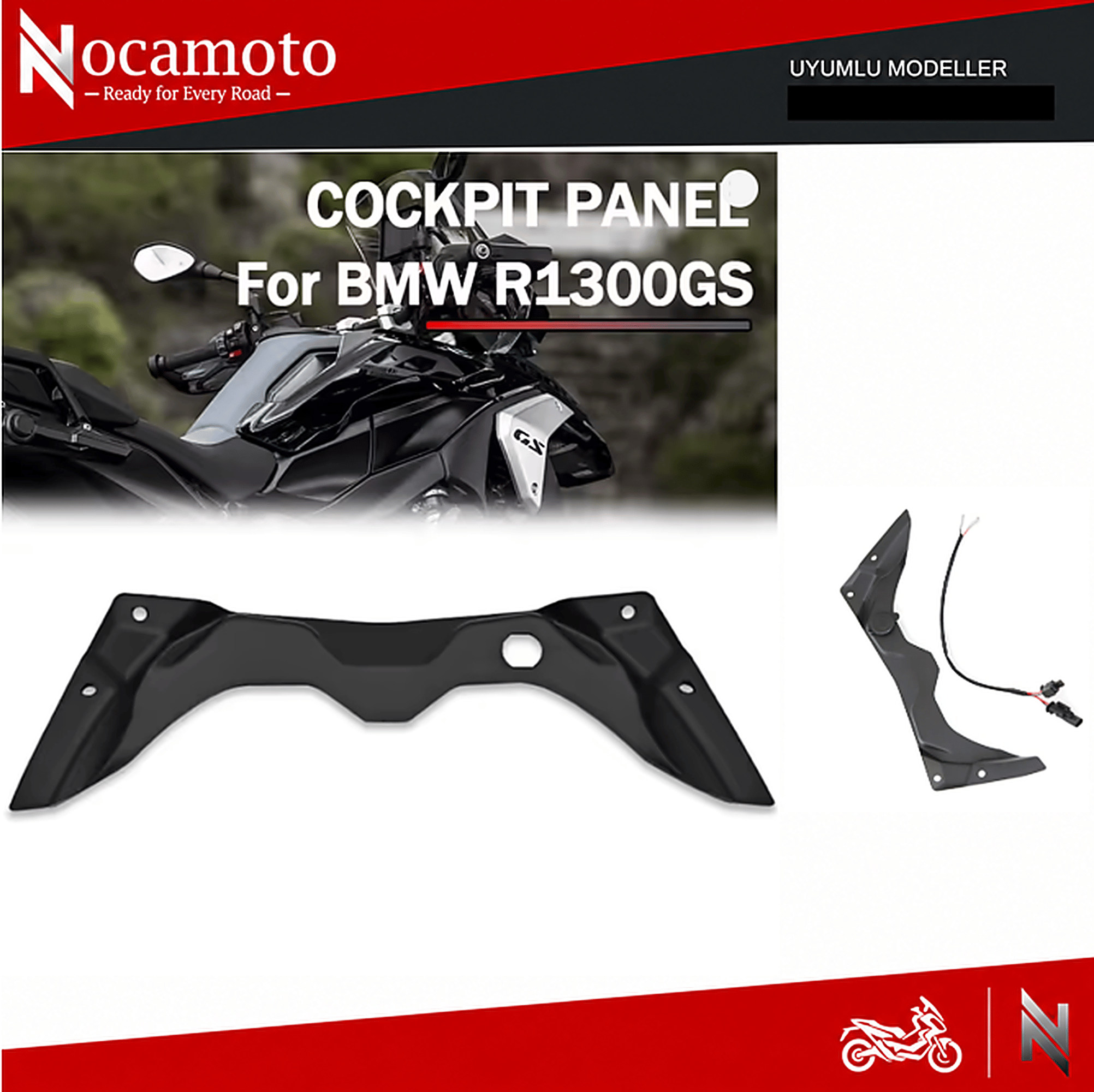 BMW R1300GS BMW Kokpit Paneli ABS Plastik, Şarj Soketi Seti  BMW R1300GS Kokpit Paneli Deflektör, Şarj Soketi Seti 