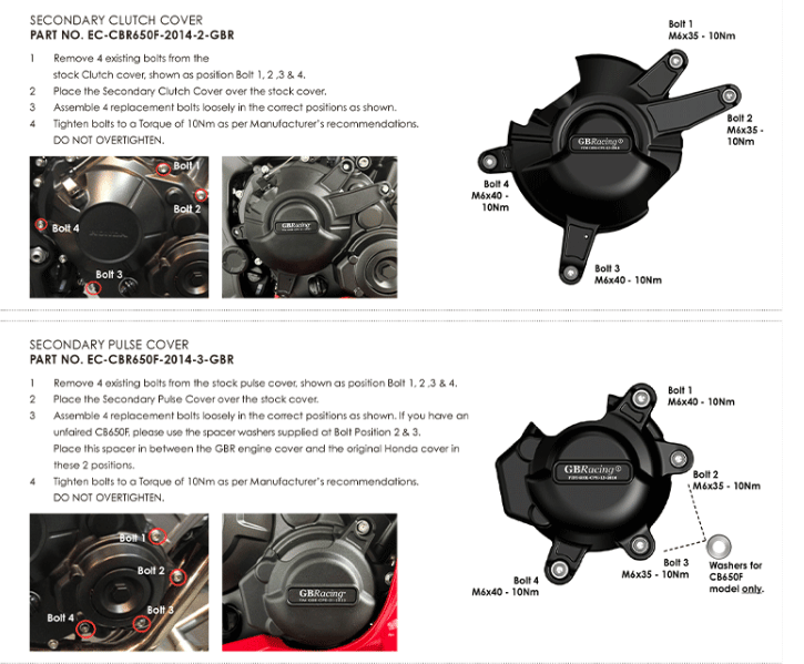 Honda CBR650R E‑Clutch Motor Koruma Kapağı Seti (2024‑2026)HONDA CB650R 2021-2025 Motor Koruma Kapağı Seti GB Racing