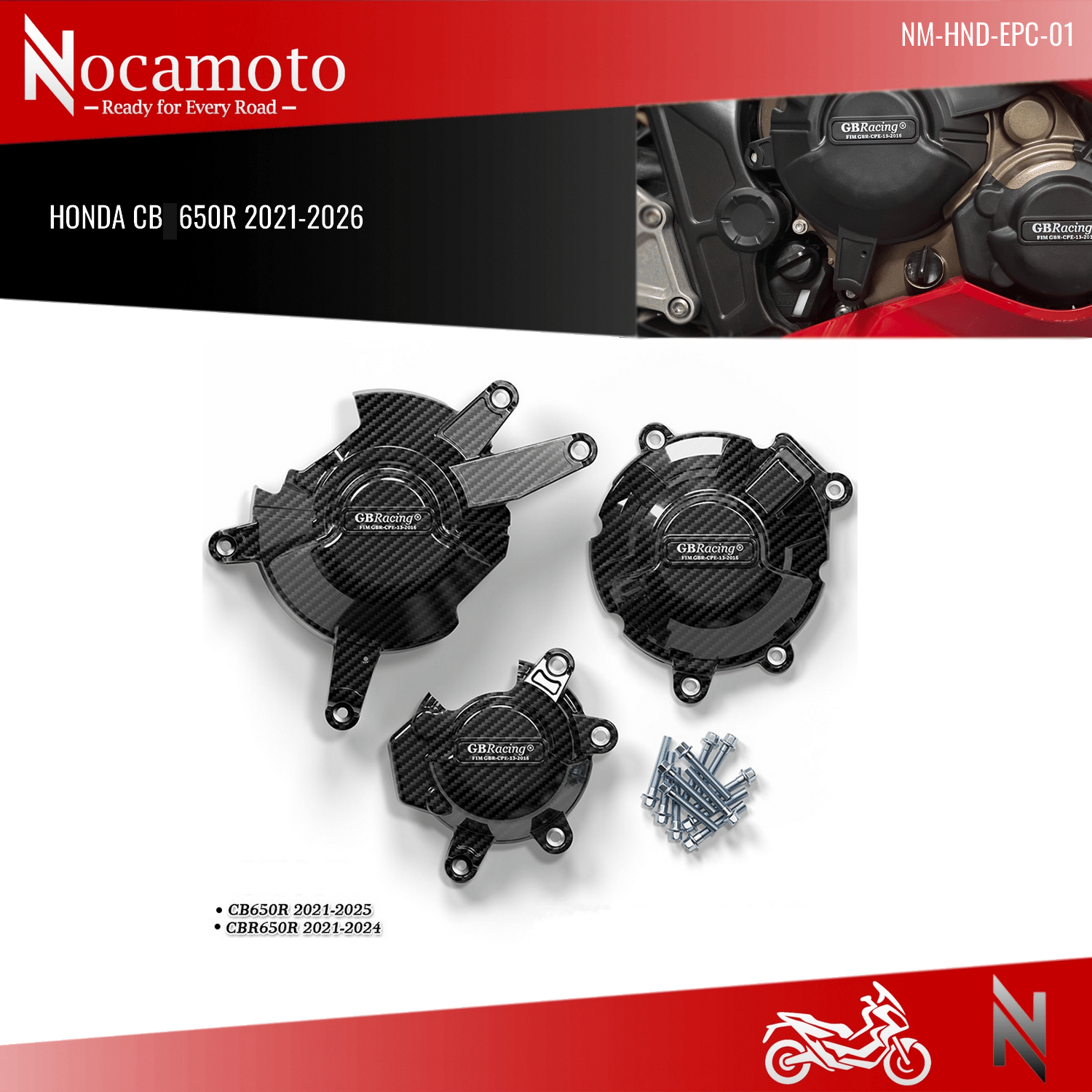 Honda CBR650R E‑Clutch Motor Koruma Kapağı Seti (2024‑2026)HONDA CB650R 2021-2025 Motor Koruma Kapağı Seti GB Racing