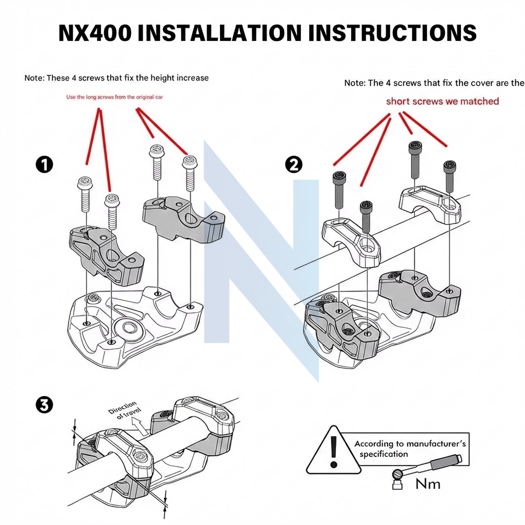 Honda NX500 Gidon Yükseltme Aparatı CNC Alüminyum | NocamotoHONDA NX500 Gidon Yükseltici CNC Aluminyum