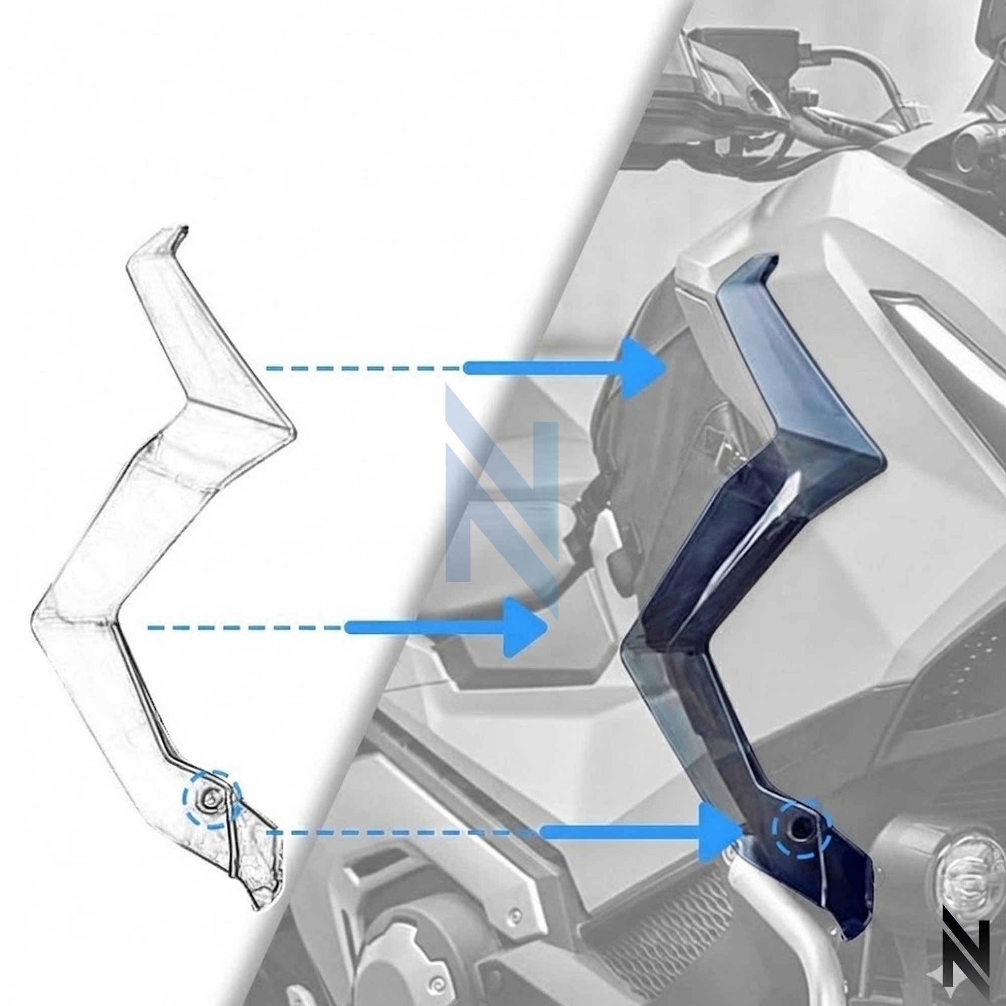 Honda X-ADV750 Bacak Yan Rüzgar Deflektörü (2025-2026)HONDA X-ADV750 2025+ Bacak Yan Rüzgar Deflektörü