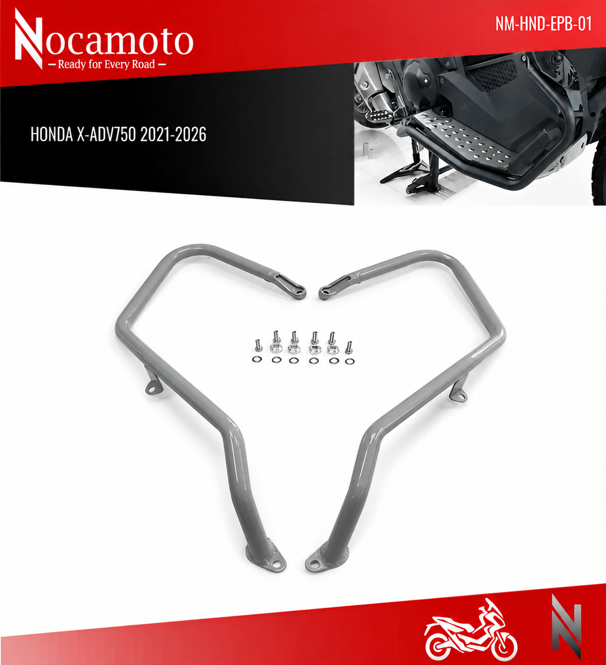 Honda X-ADV750 Motor Koruma Demiri (2021-2026) | NocamotoHONDA X-ADV750 Motor Koruma Demiri, Orjinal Sis Farı Montaj Noktaları