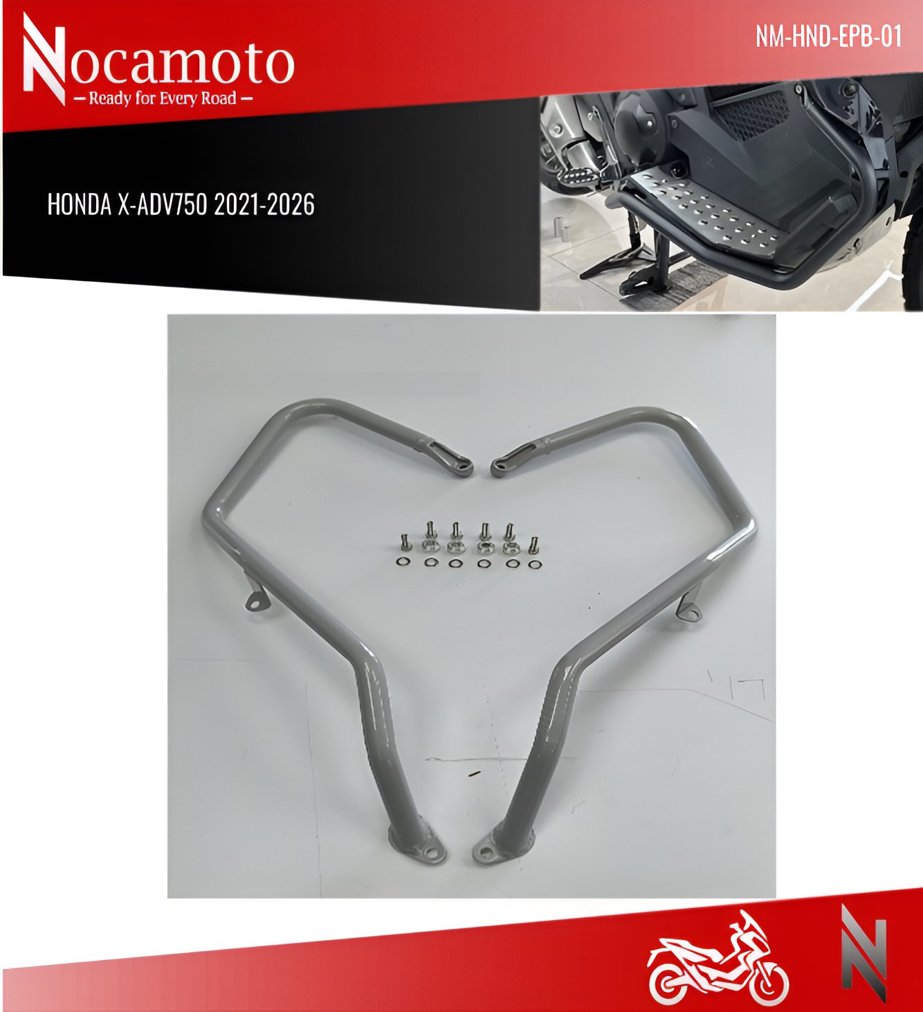 Honda X-ADV750 Motor Koruma Demiri (2021-2026) | NocamotoHONDA X-ADV750 Motor Koruma Demiri, Orjinal Sis Farı Montaj Noktaları