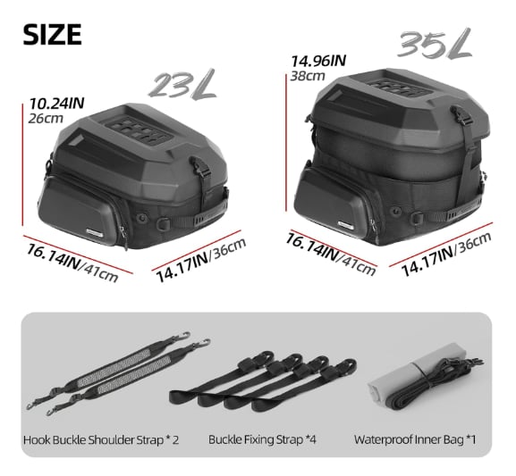 Rhinowalk MFT2310BK Genişletilebilir Arka Çanta (23L-35L) | NocamotoRhinowalk MFT2310BK ABS Sert Kabuklu Genişletilebilir Arka Çanta 23L-35L