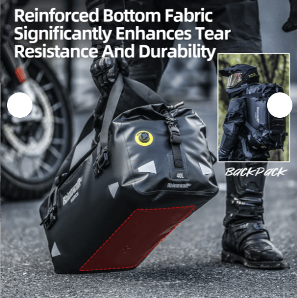 Rhinowalk MYS2405BK Su Geçirmez Motosiklet Arka Koltuk Çantası 60LRhinowalk MYS2405BK Motosiklet Arka Koltuk Çantası, Büyük Kapasiteli, Tamamen Su Geçirmez, Uzun Mesafe Motosiklet Seyahat Çantası, 60 Litre