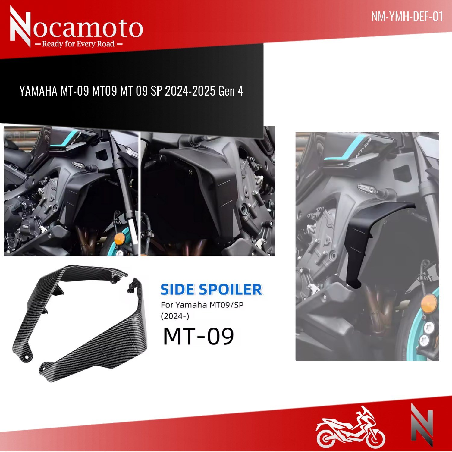 YAMAHA MT-09 Yan Spoiler, Aerodinamik Kanatçık, Radyatör Spoiler Deflektör