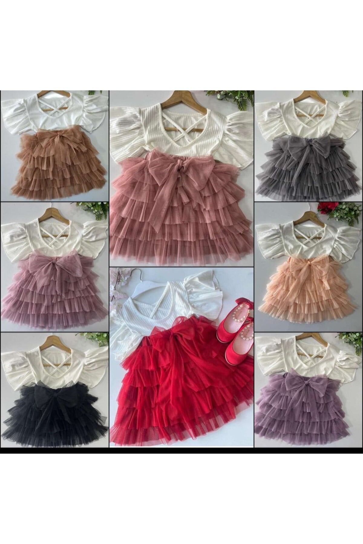 Tütü etekli Sırt ve kol Detaylı Bluz Kombin Takım