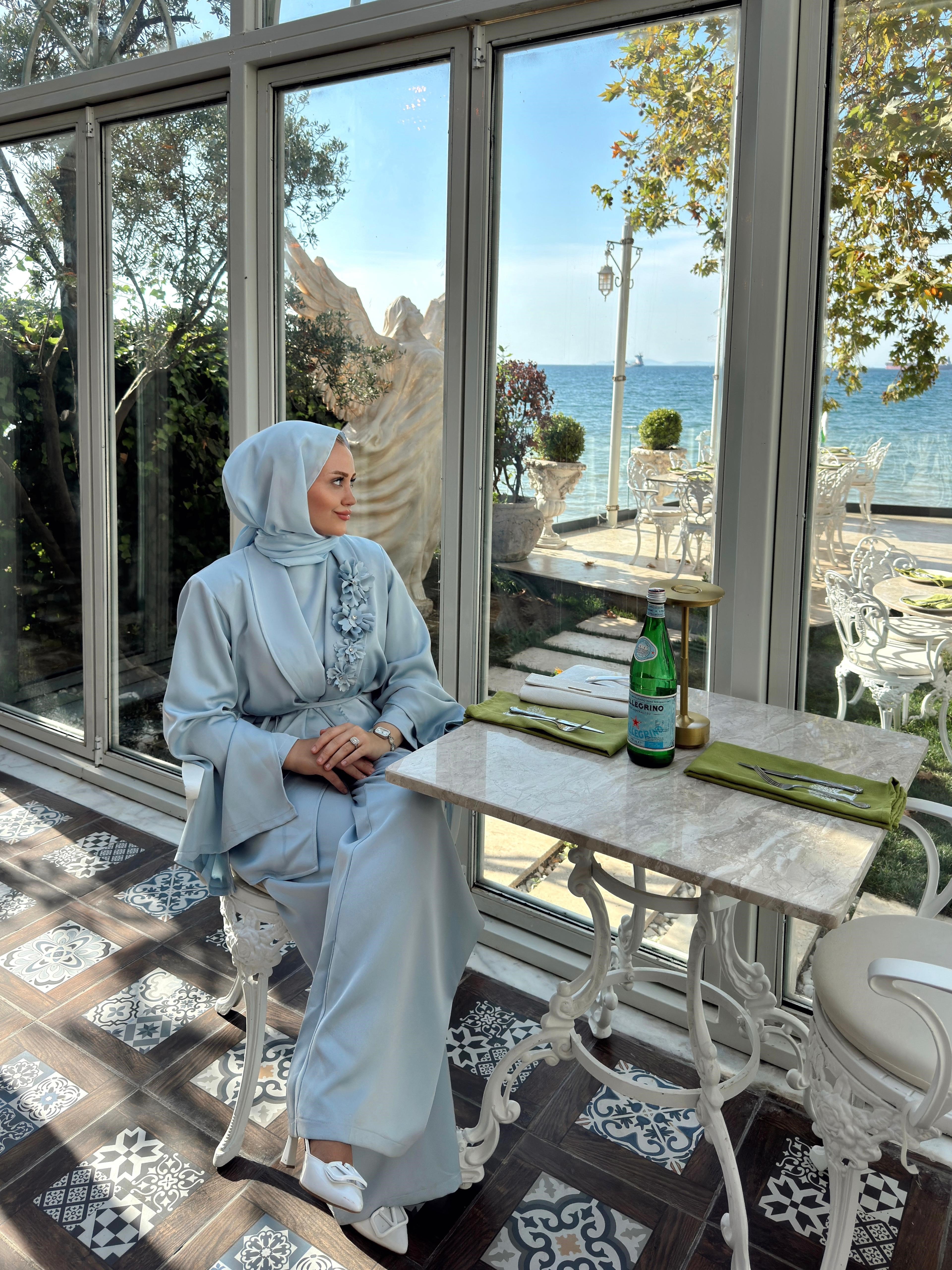 Flower 3'lü Takım - Buz Mavisi