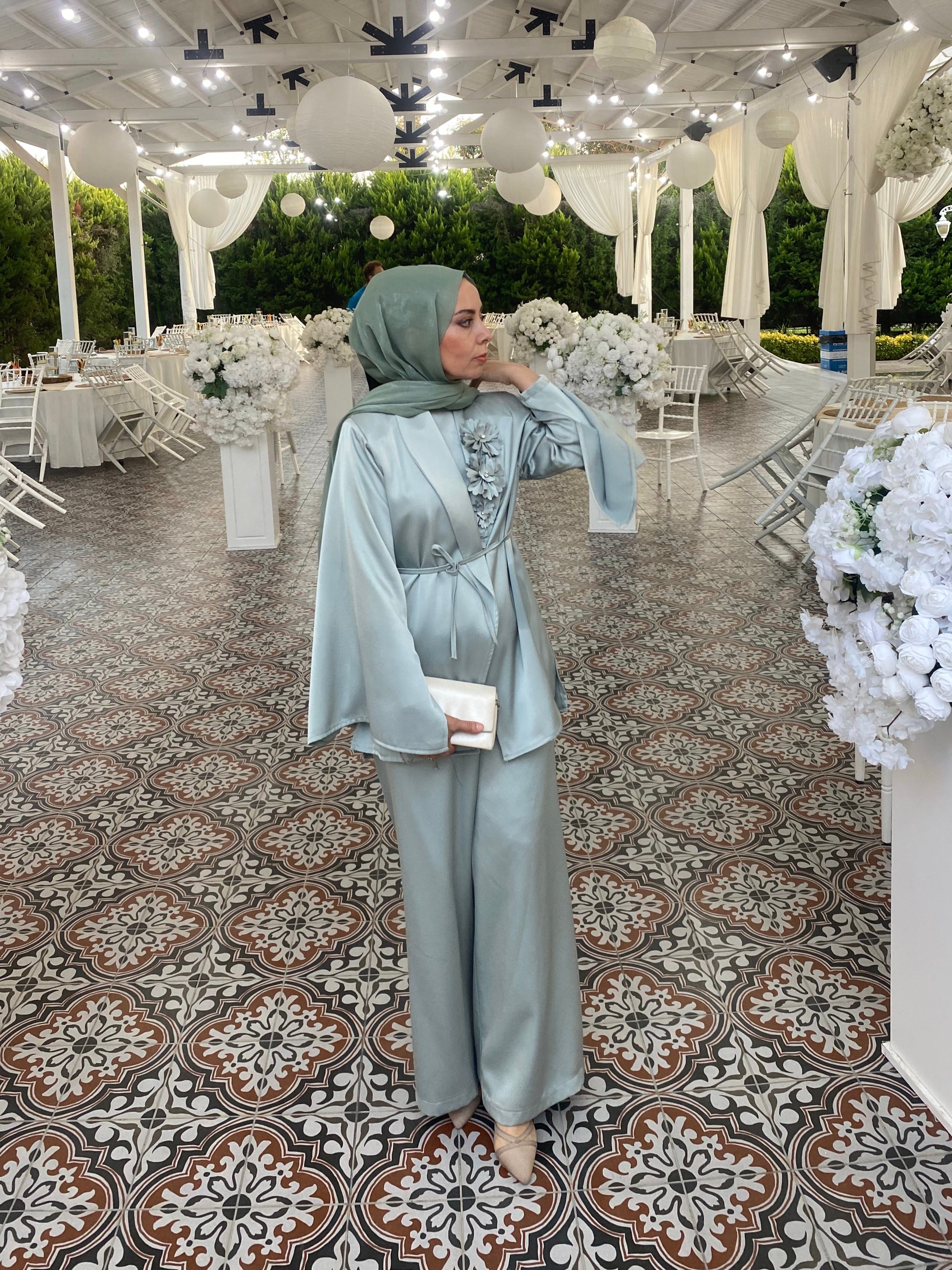Flower 3'lü Takım - Soft Su Yeşili