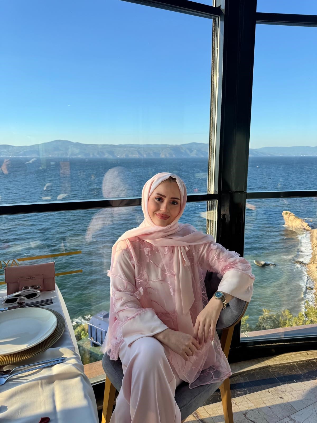Fularlı Tül Takım - Pudra