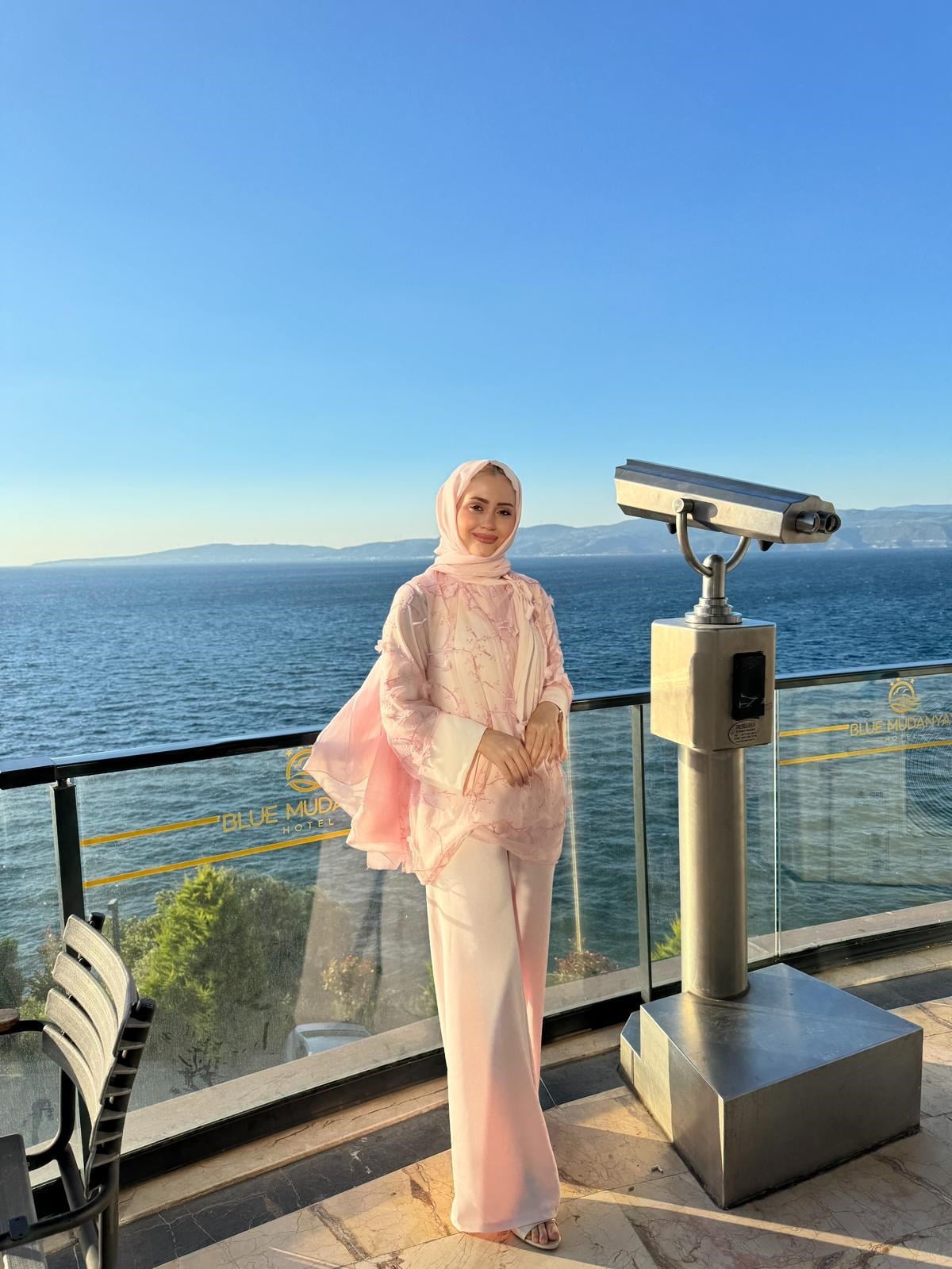 Fularlı Tül Takım - Pudra
