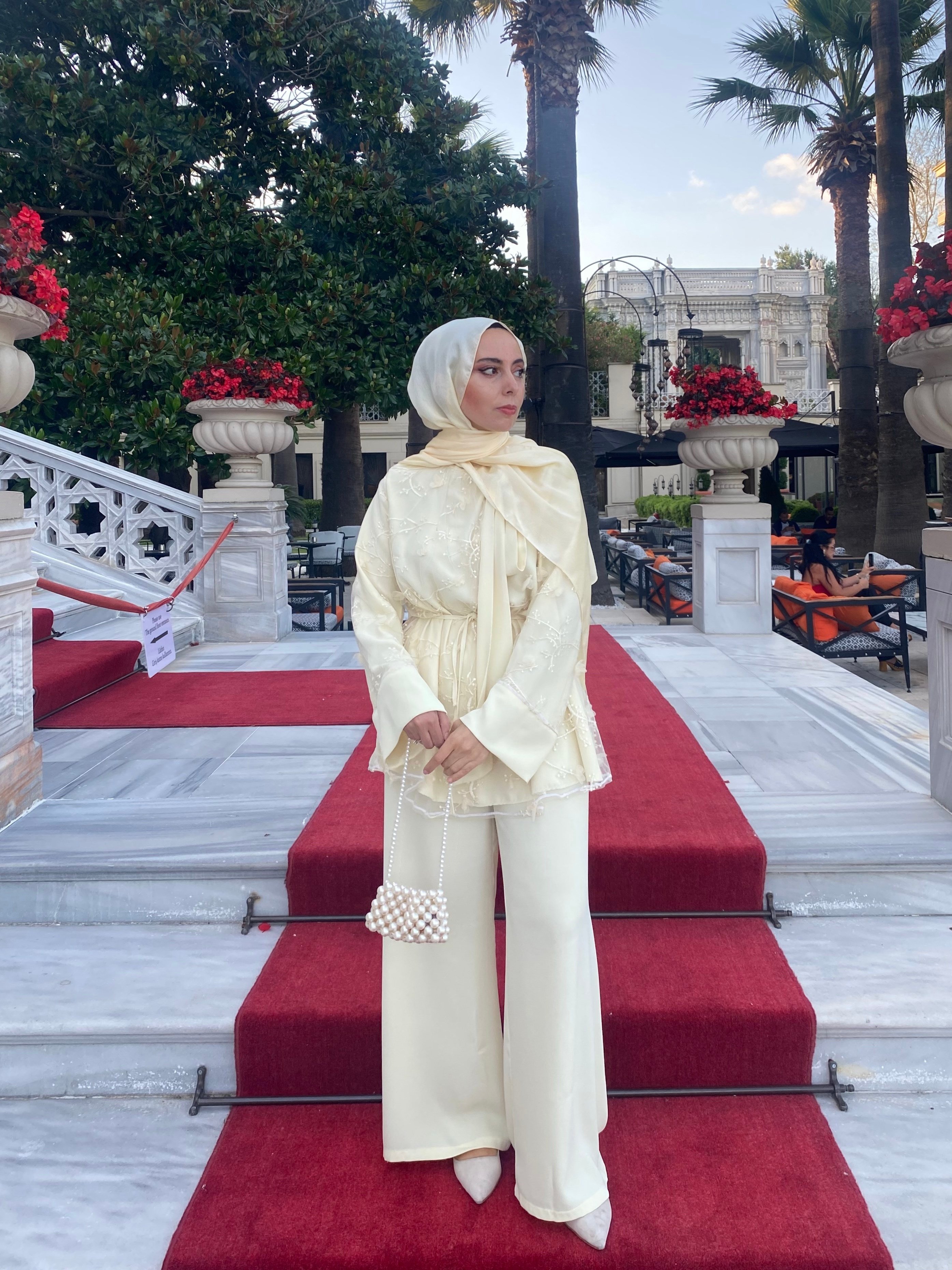 Fularlı Tül Takım - Sarı