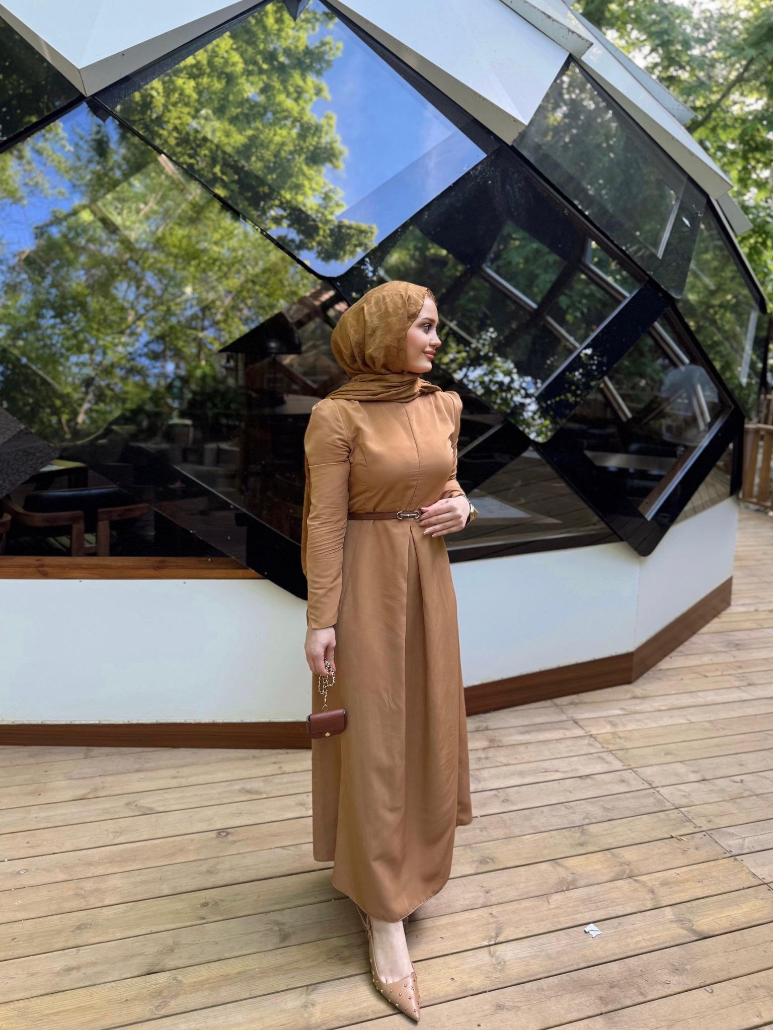 Mai Poplin Elbise - Camel