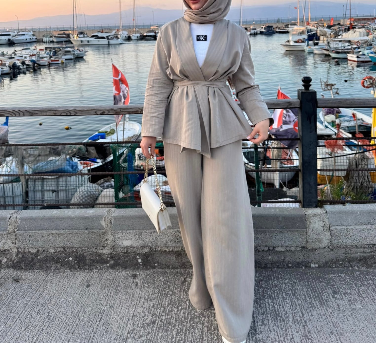 Relax Ceket Takım - Vizon