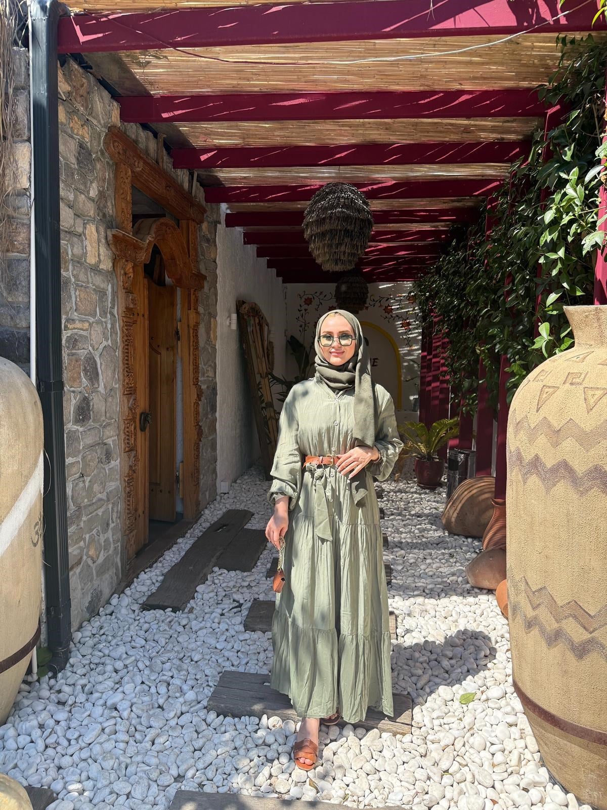 Sahra Tensel Elbise - Yeşil