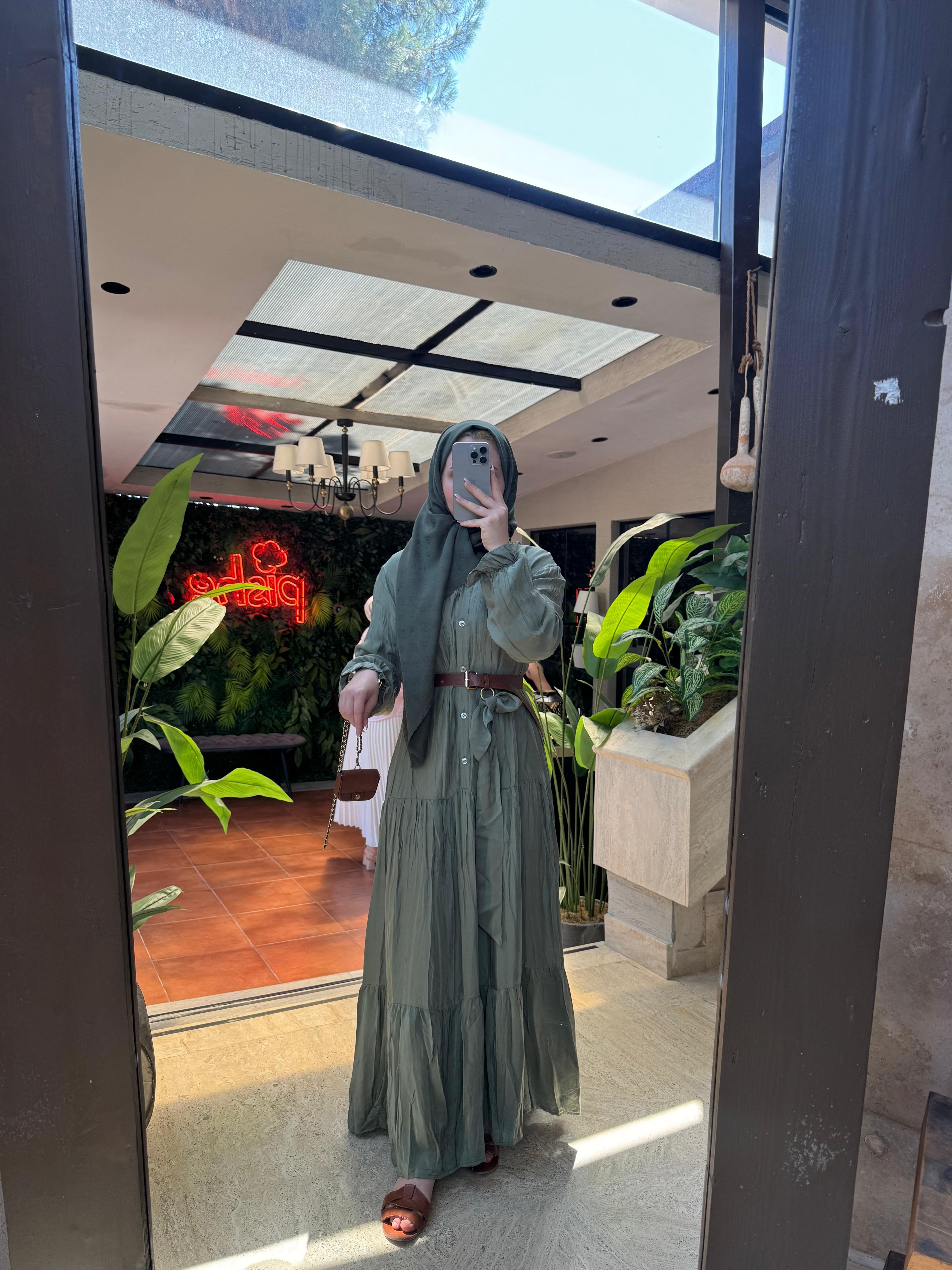 Sahra Tensel Elbise - Yeşil