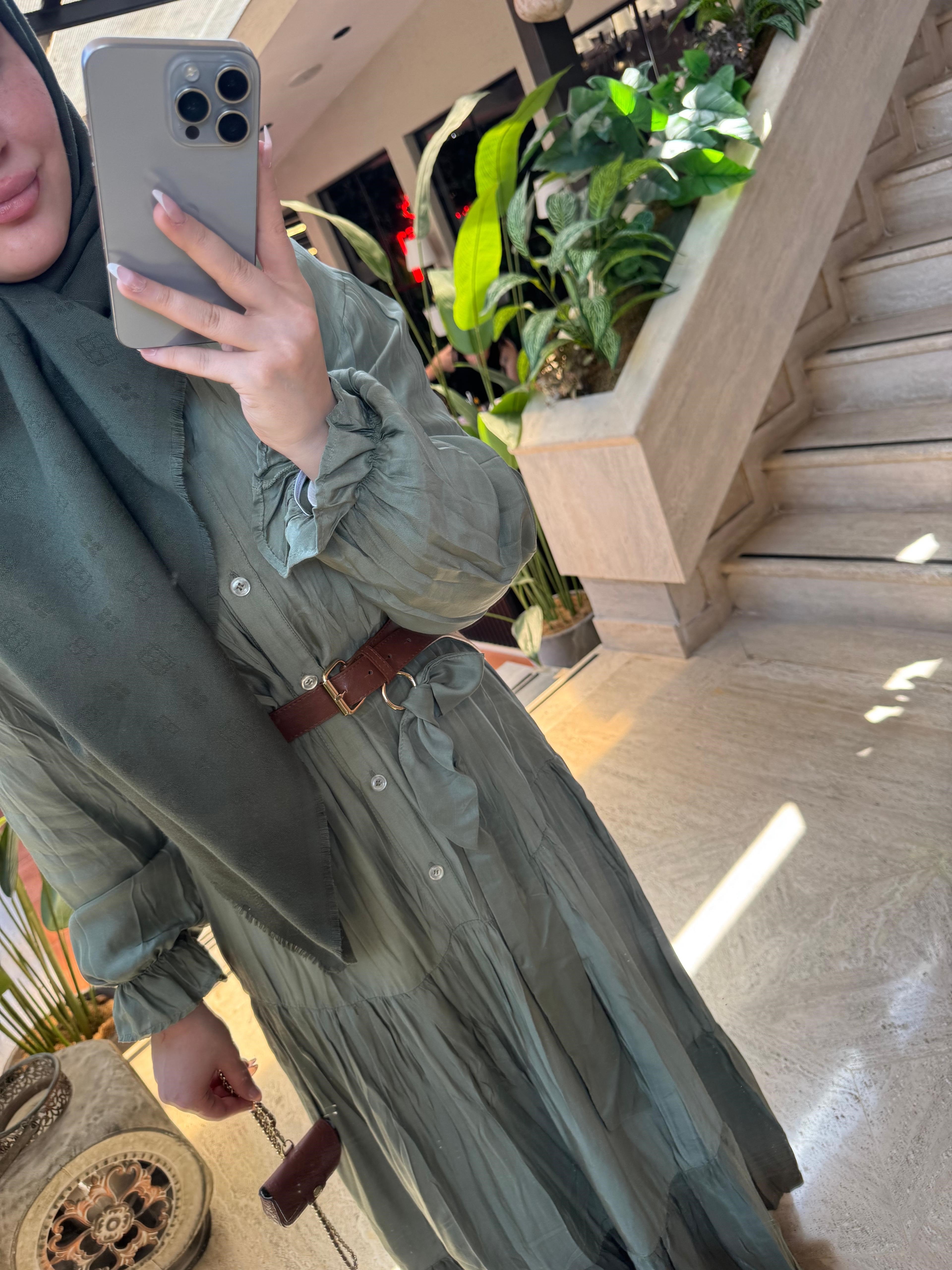 Sahra Tensel Elbise - Yeşil