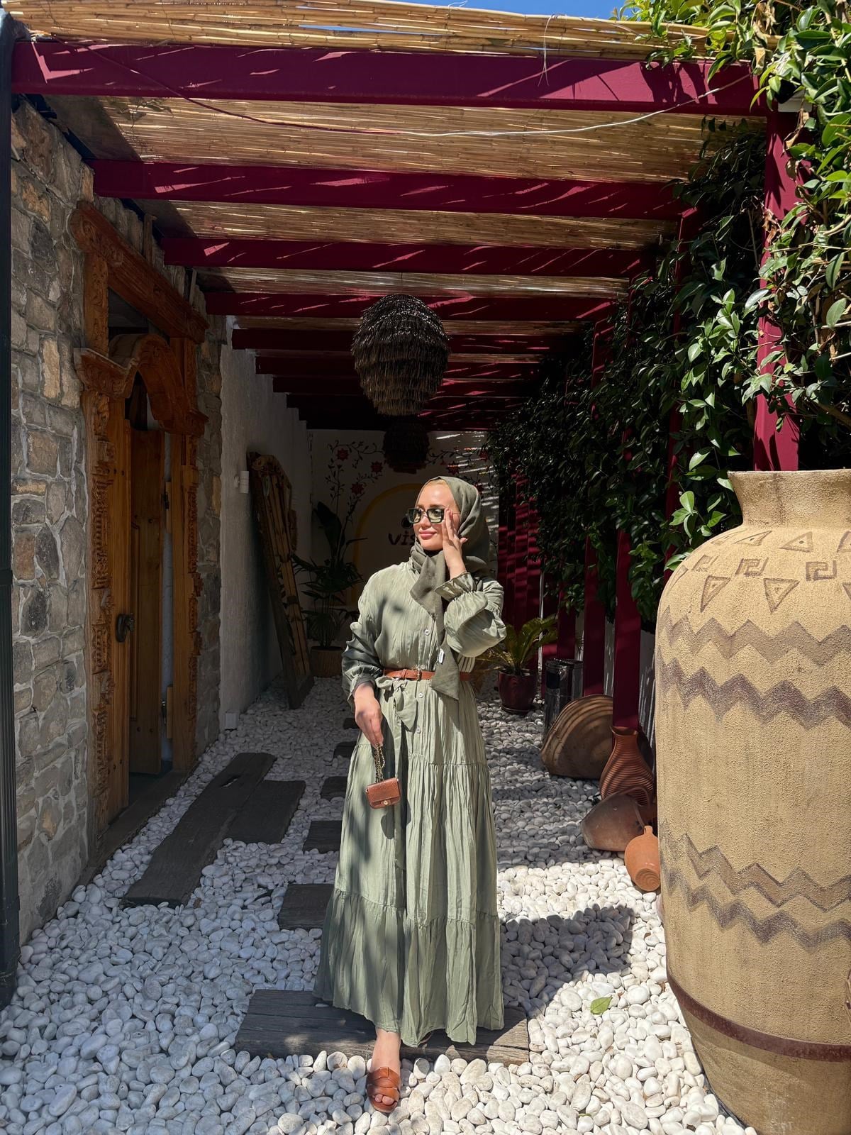 Sahra Tensel Elbise - Yeşil