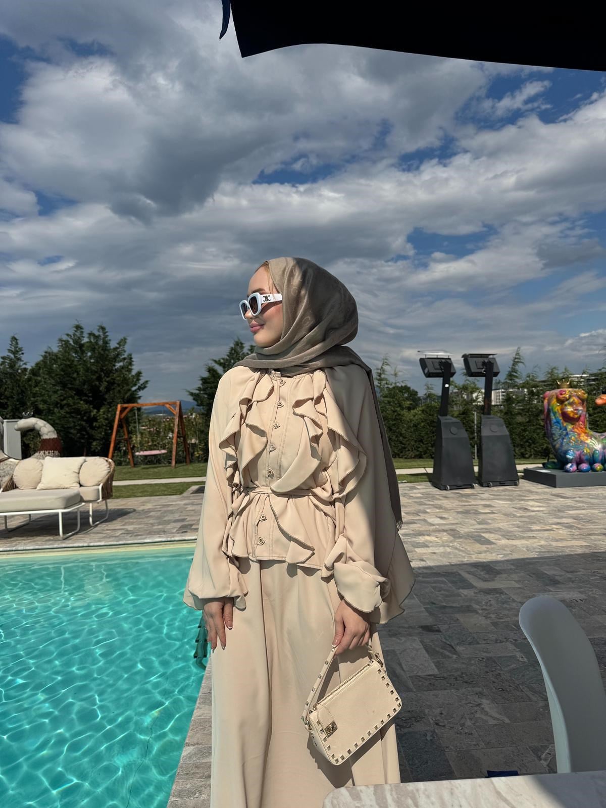 Valeria Etek Takım - Krem