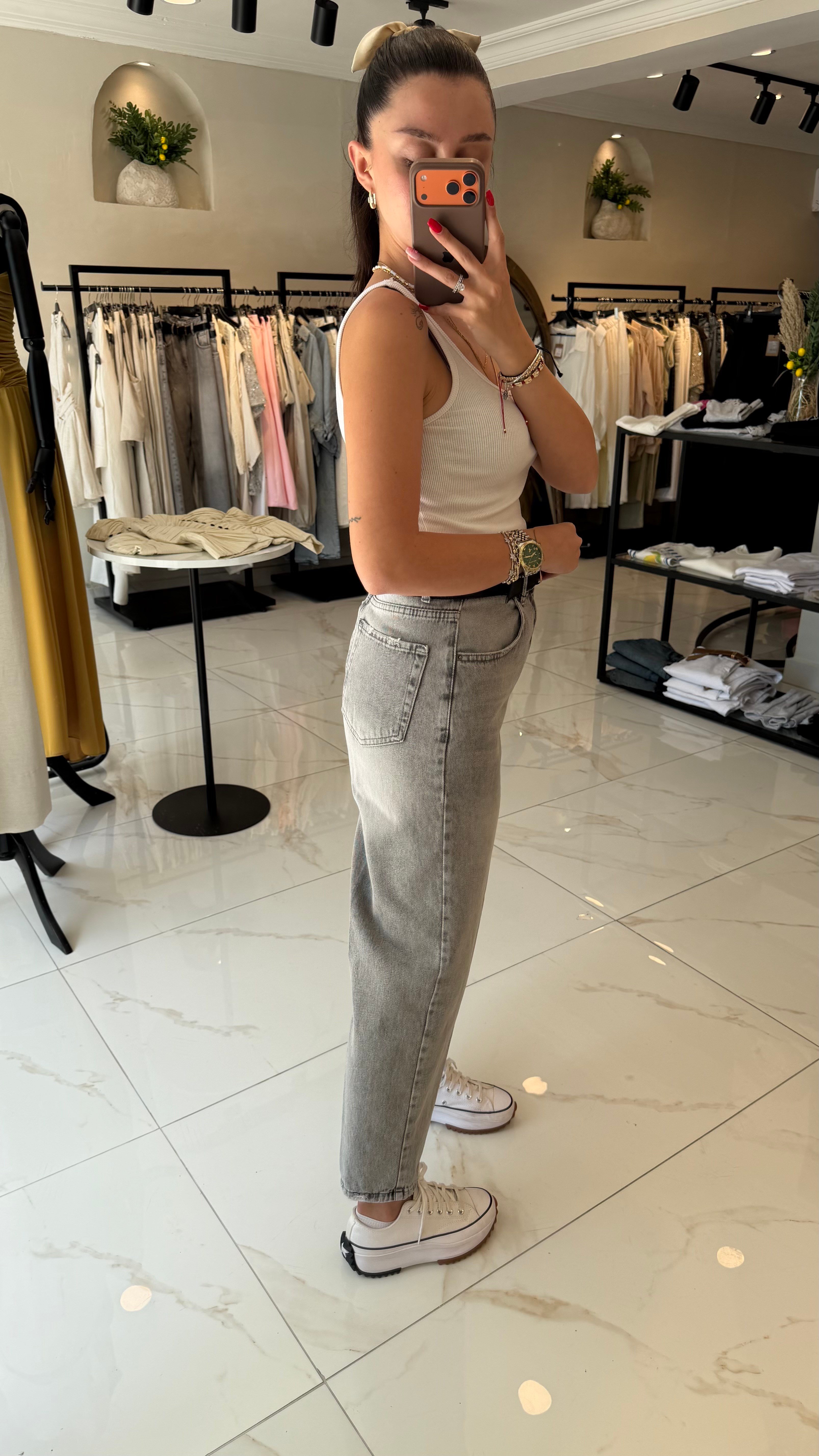 BAGGY TAŞLAMALI JEAN