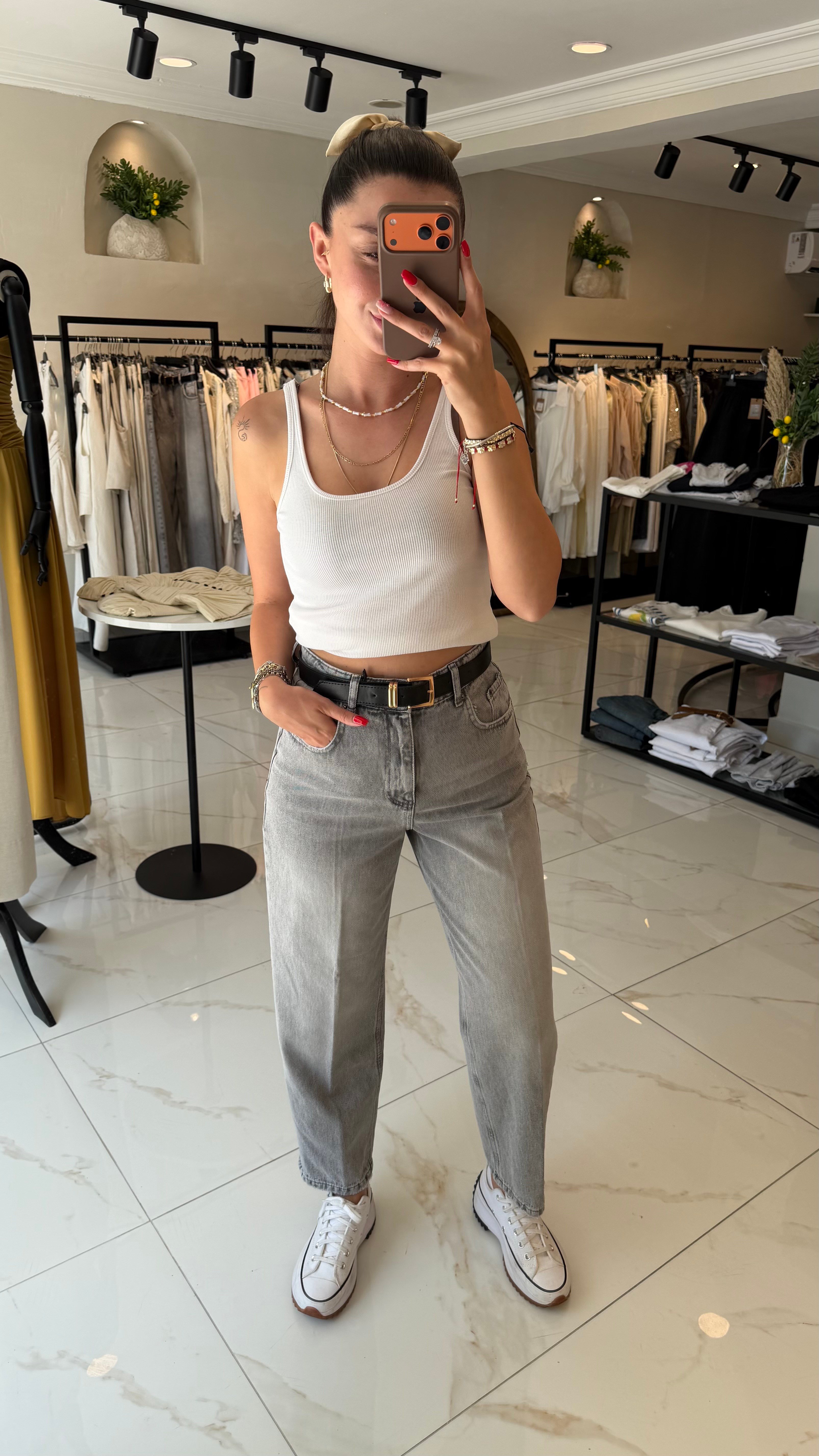 BAGGY TAŞLAMALI JEAN