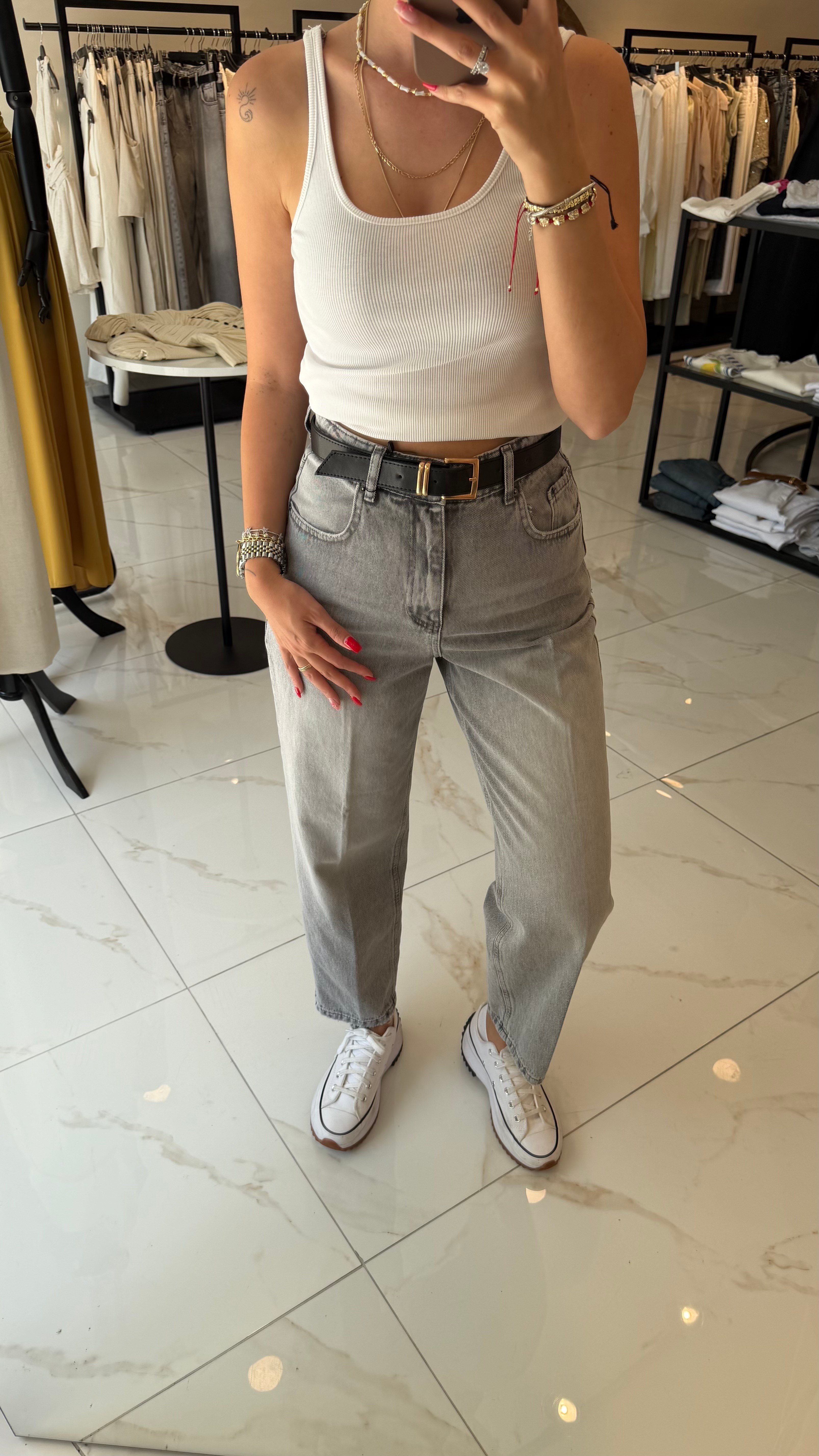 BAGGY TAŞLAMALI JEAN